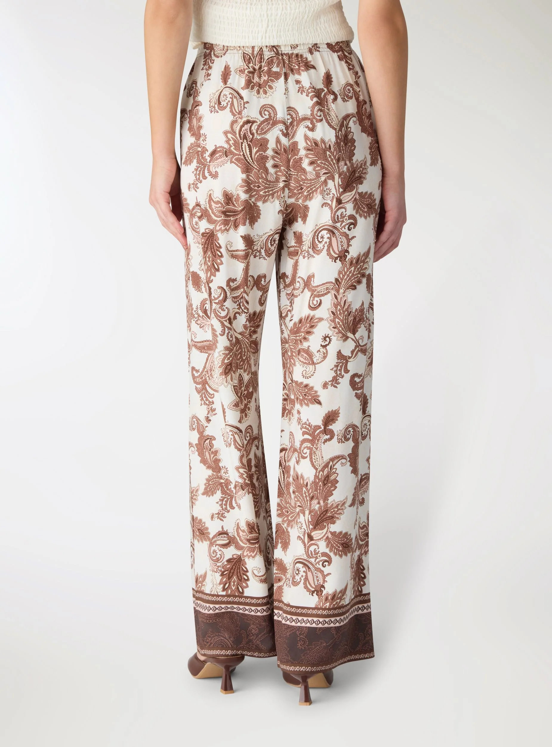 Pantaloni wide leg con stampa cachemire - Image 3