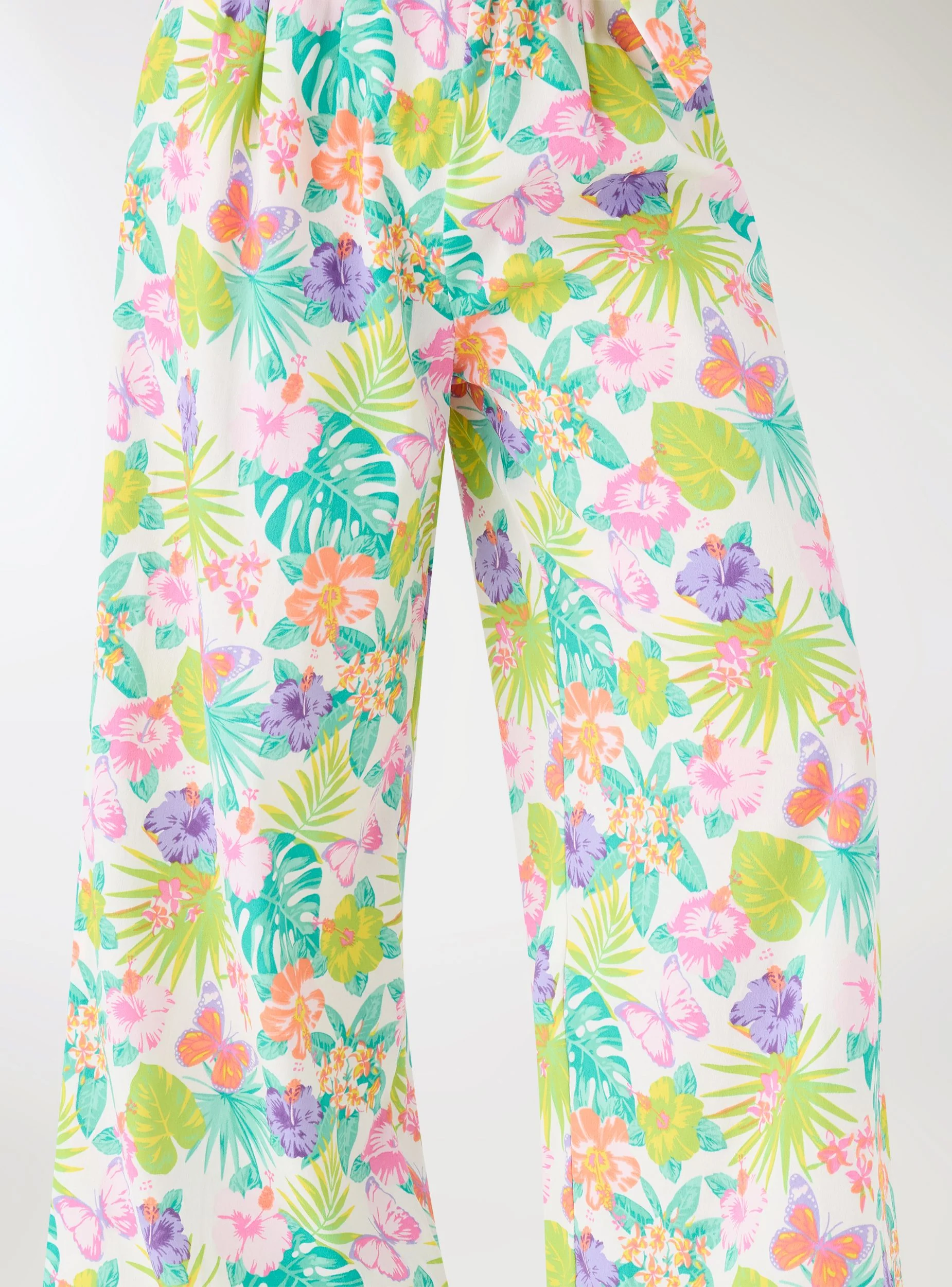 Pantaloni wide leg con stampa fiori - Image 4
