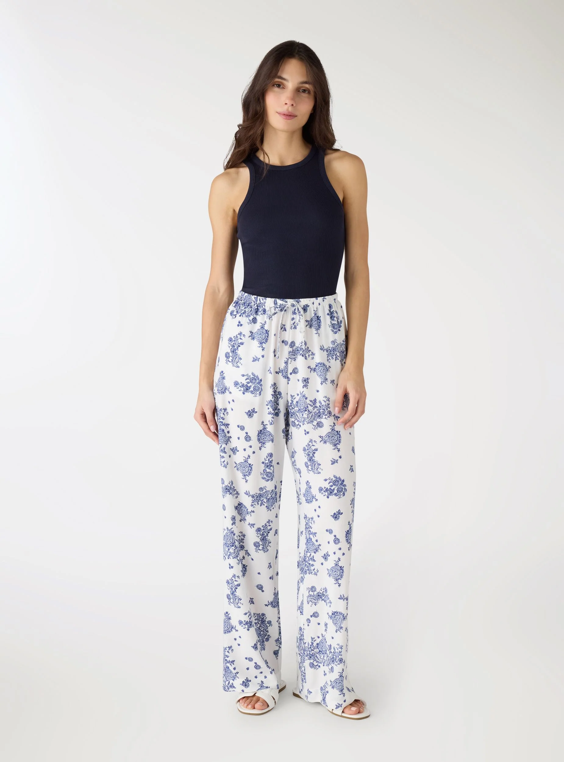 Pantaloni wide leg con stampa paisley