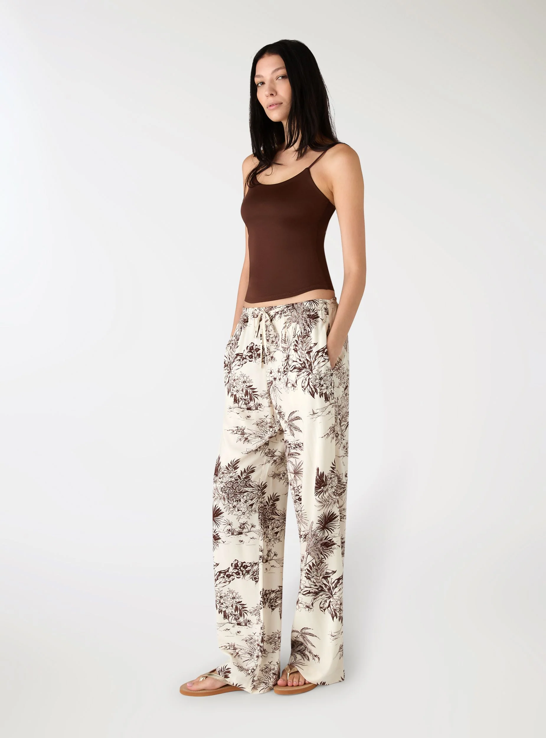 Pantaloni wide leg con stampa palme - Image 2