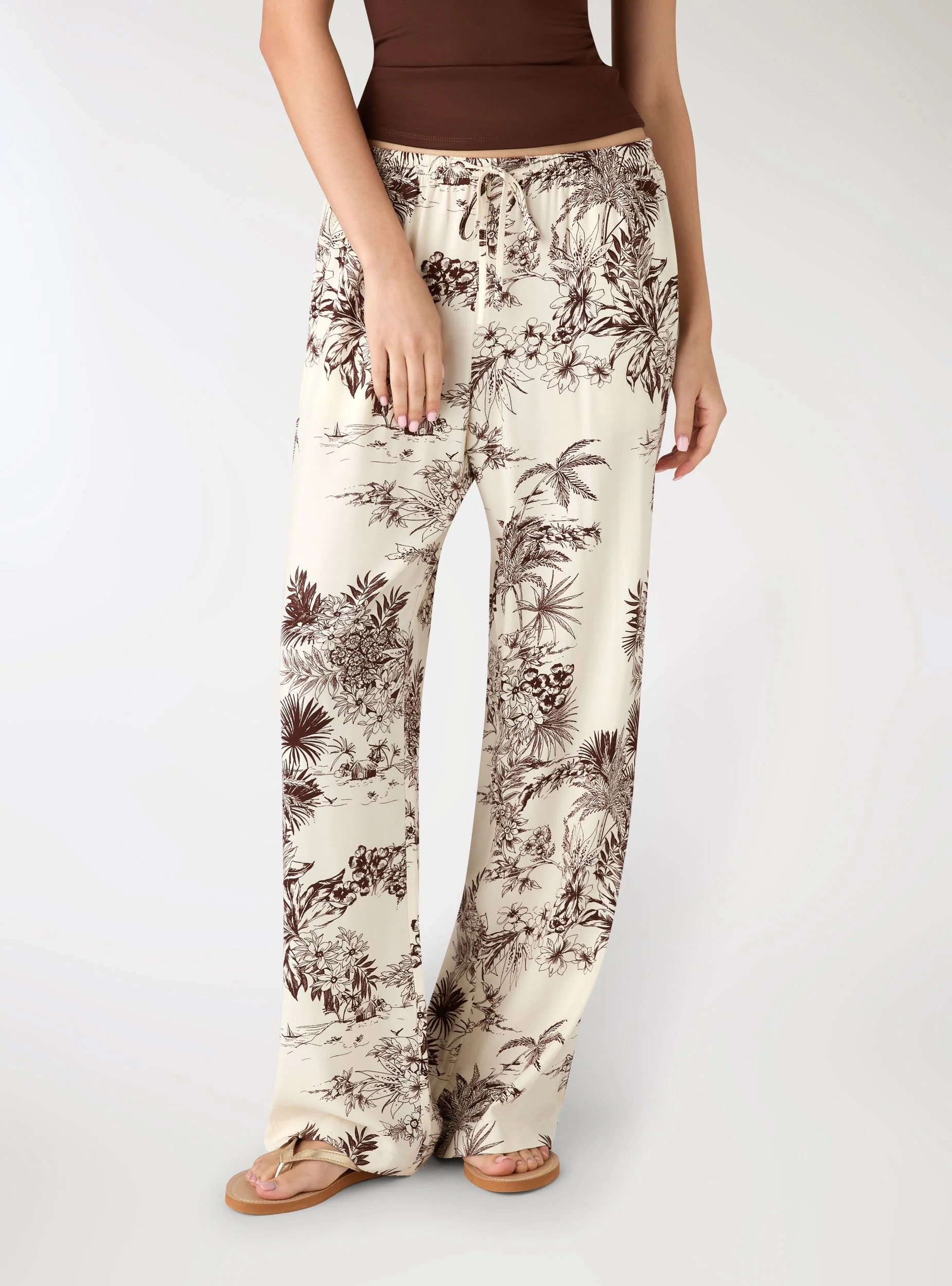 Pantaloni wide leg con stampa palme - Image 3