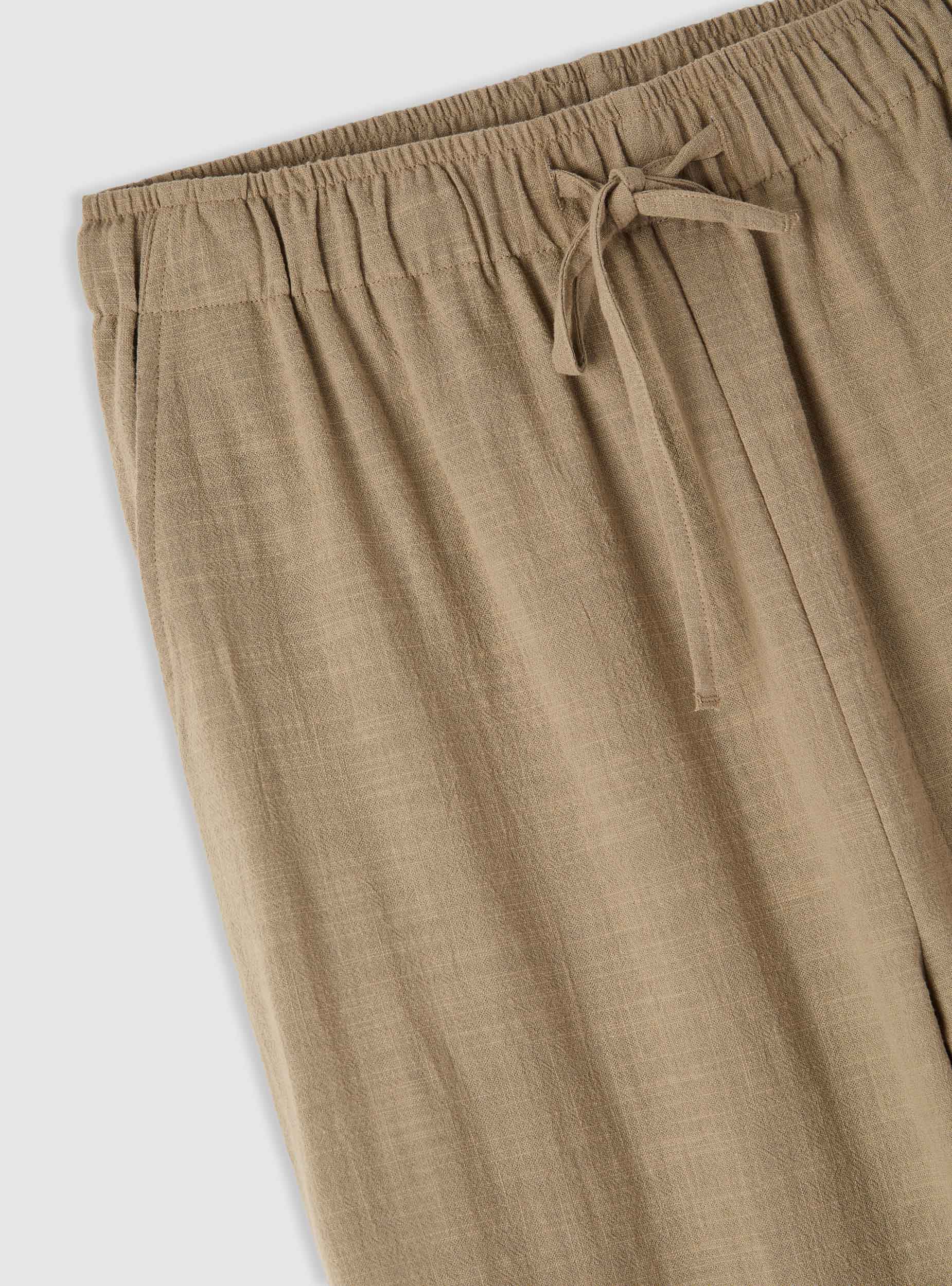 Pantaloni wide leg con vita elasticizzata misto lino - Image 7