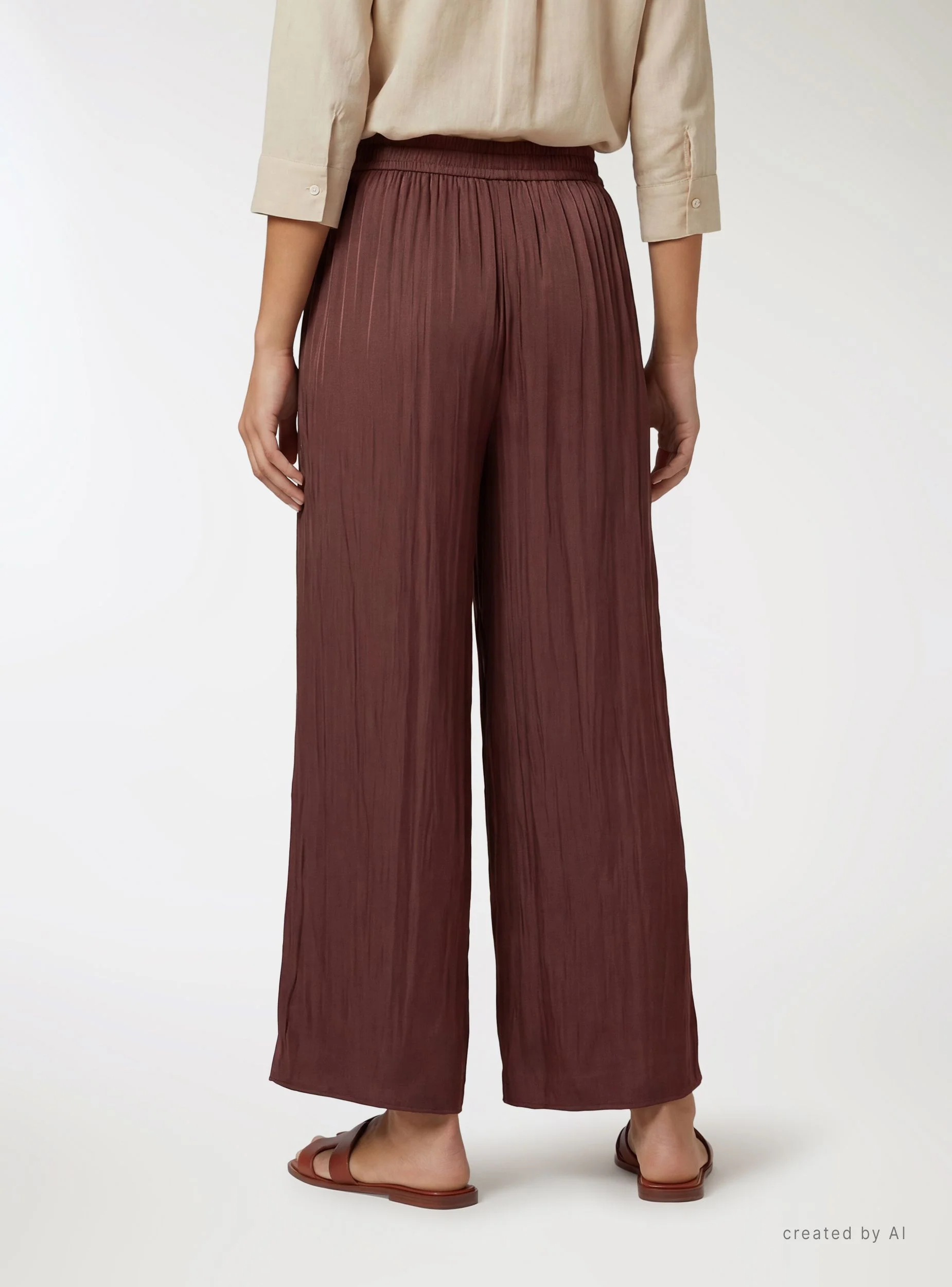 Pantaloni wide leg cropped satin - Image 3