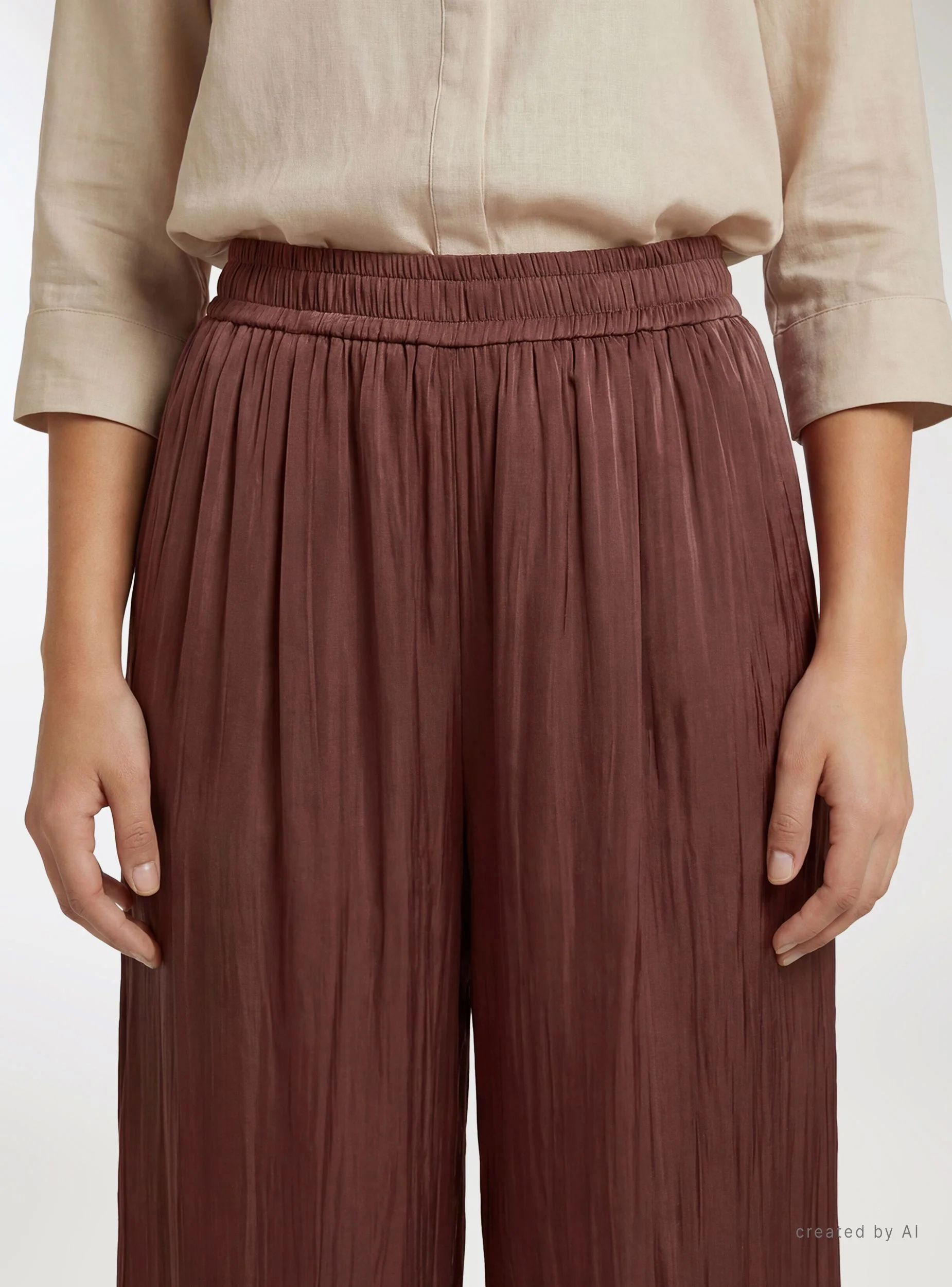 Pantaloni wide leg cropped satin - Image 4