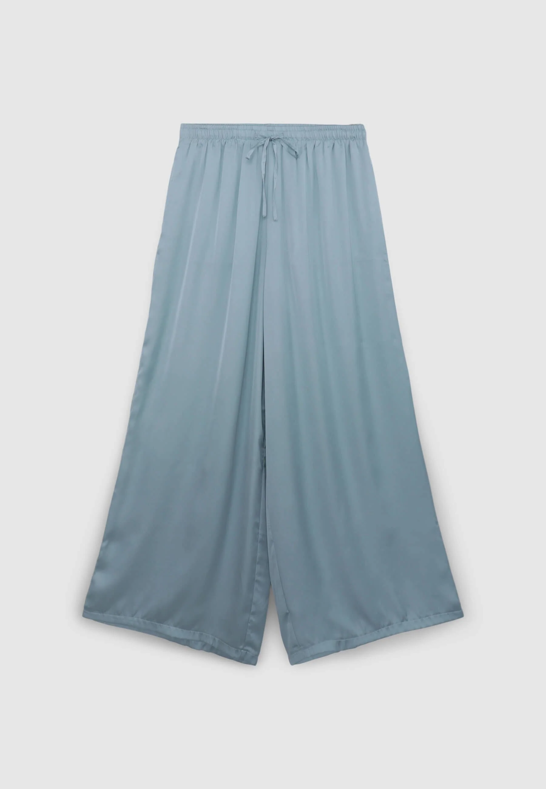 Pantaloni wide leg effetto raso con coulisse - Image 6
