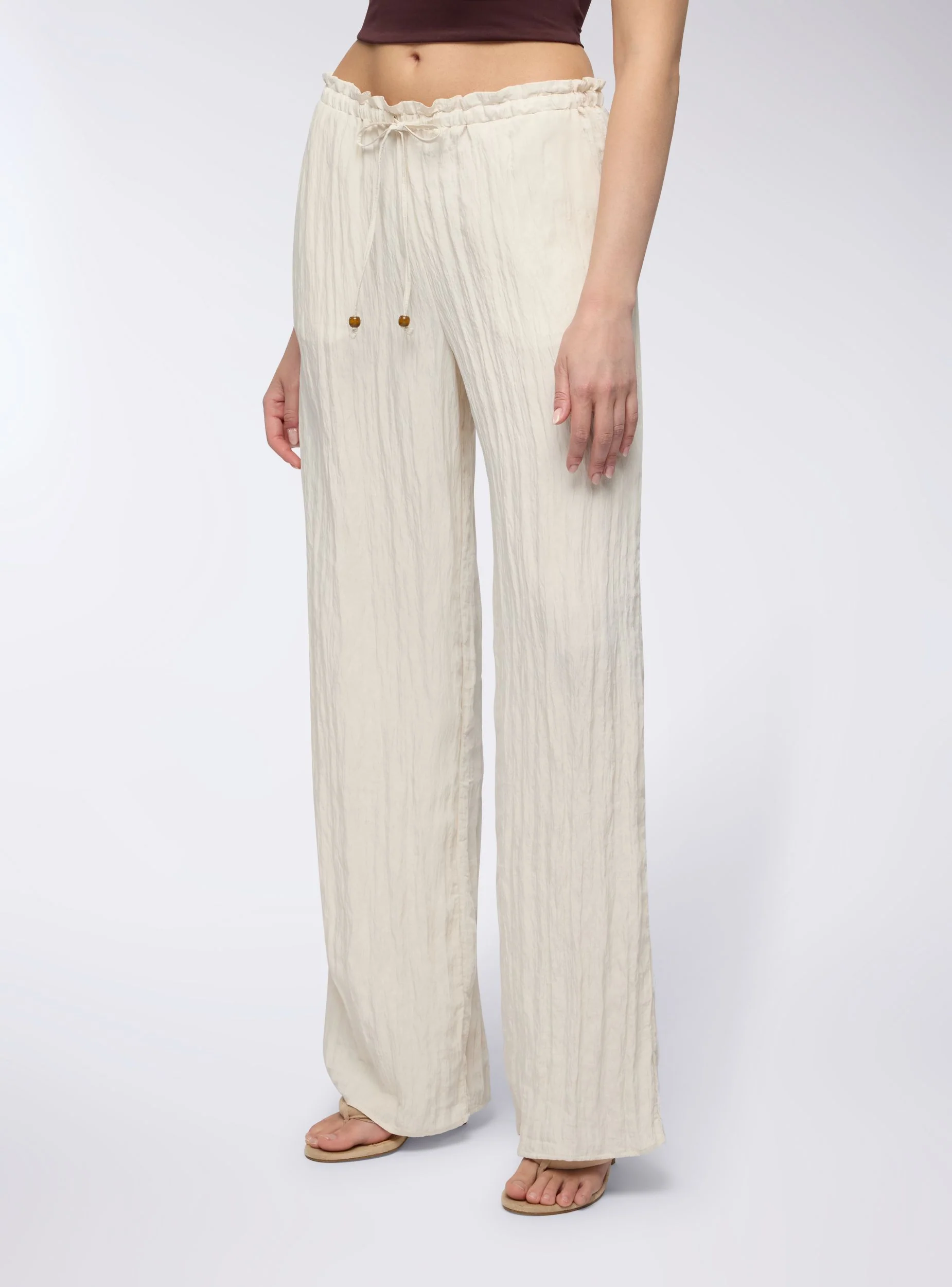 Pantaloni wide leg effetto stropicciato - Image 2