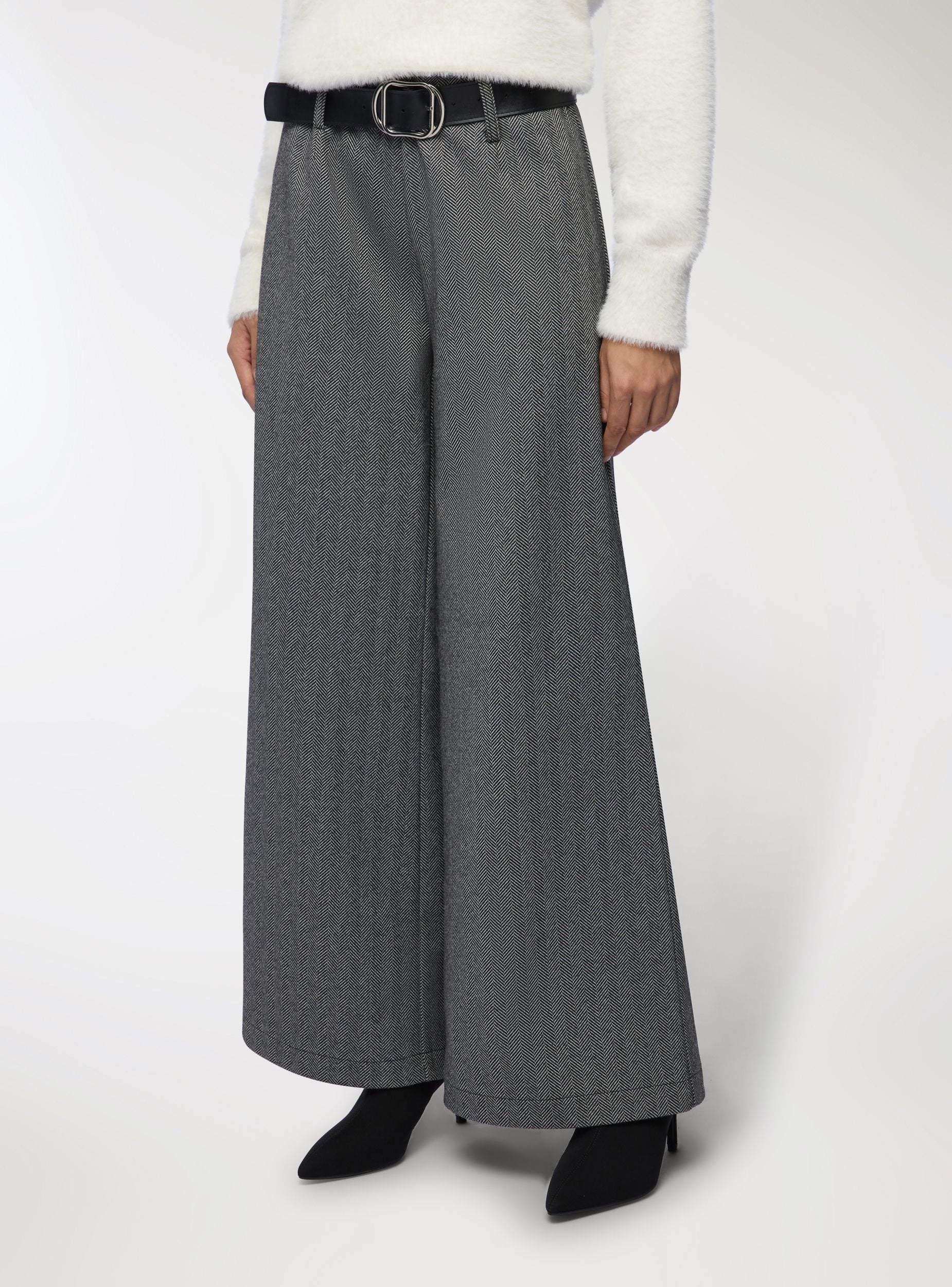 Pantaloni wide leg fantasia tessuto caldo - Image 3
