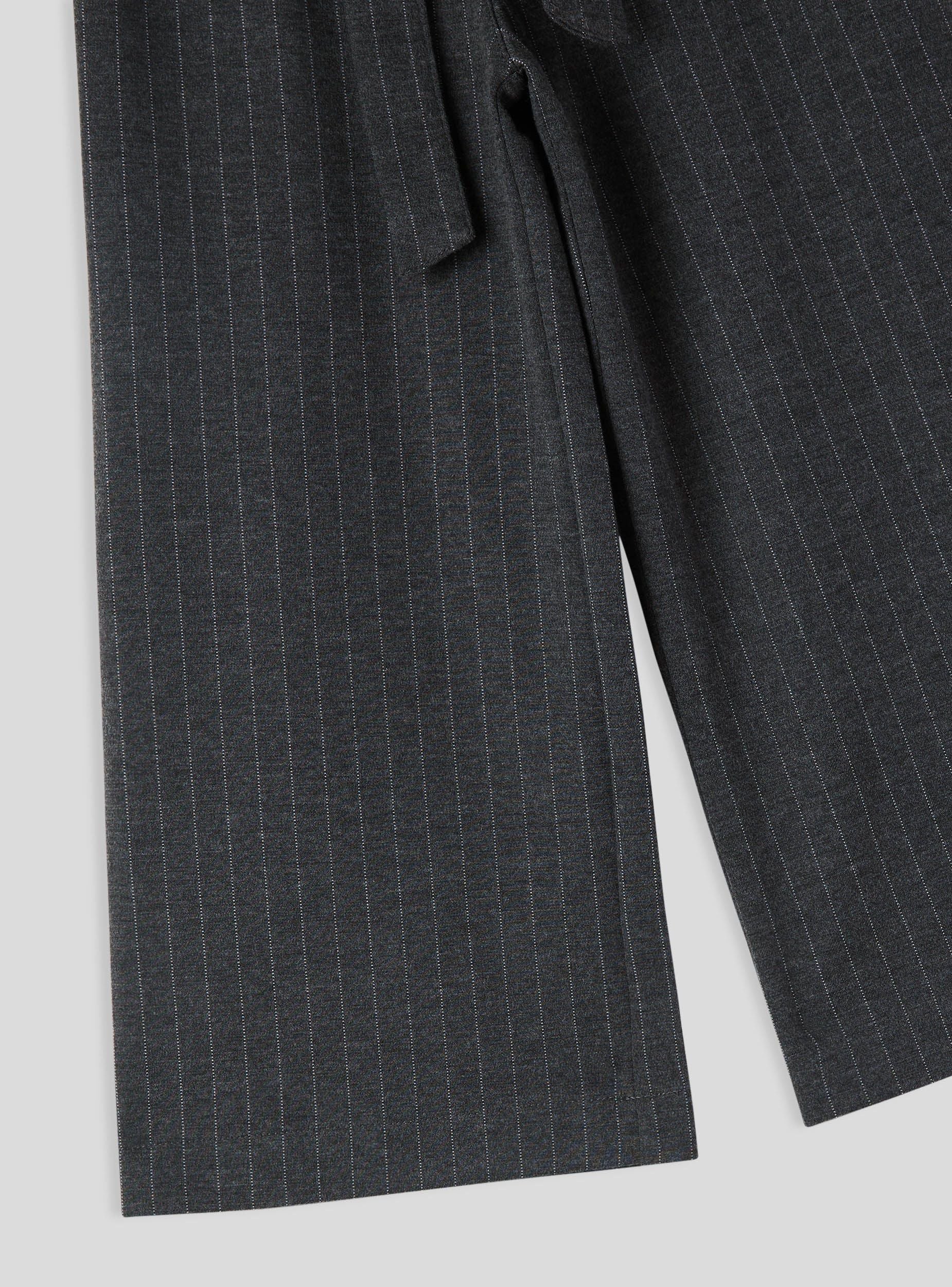 Pantaloni wide leg gessati con fusciacca - Image 3
