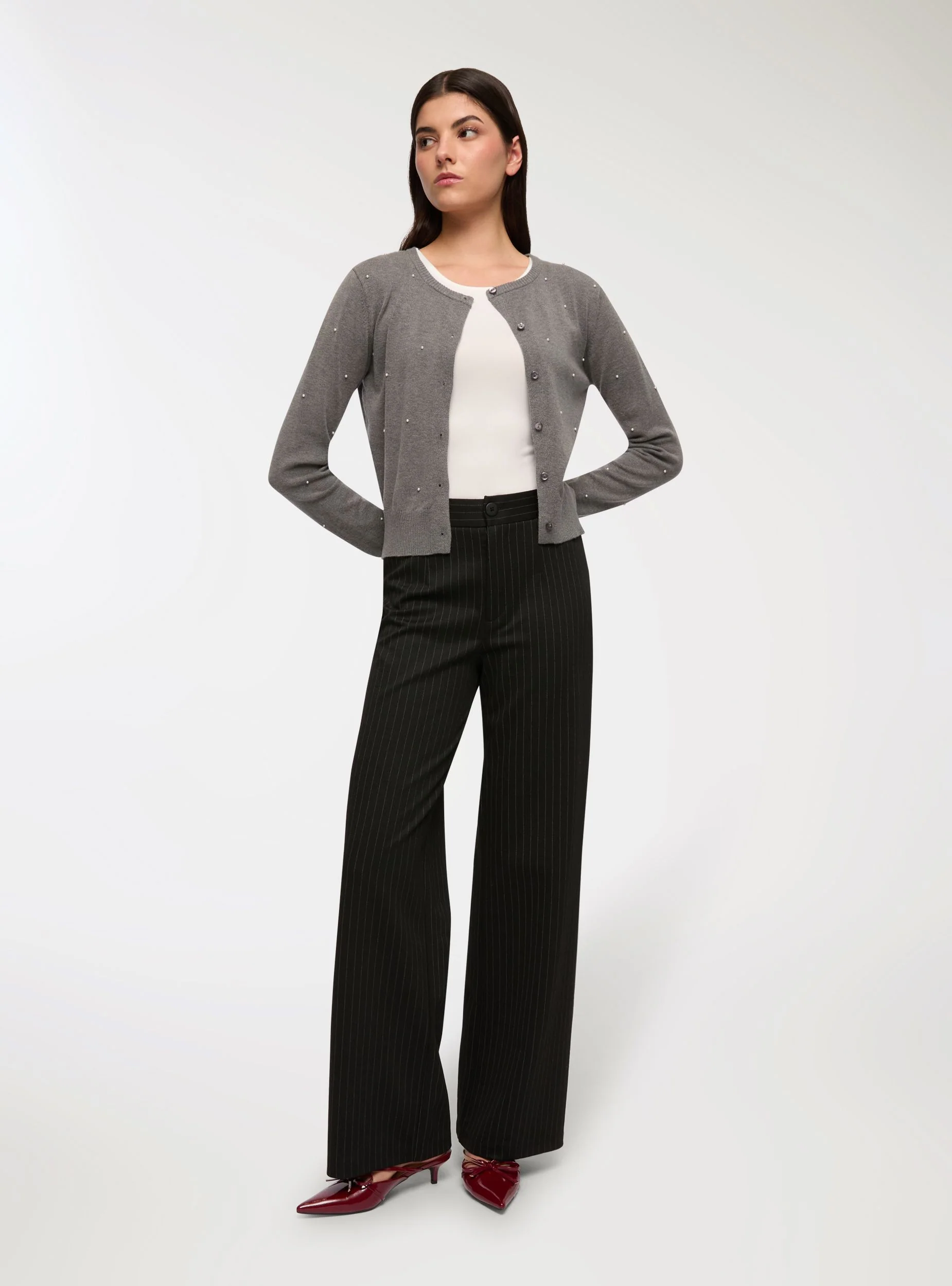 Pantaloni wide leg gessati - Image 3