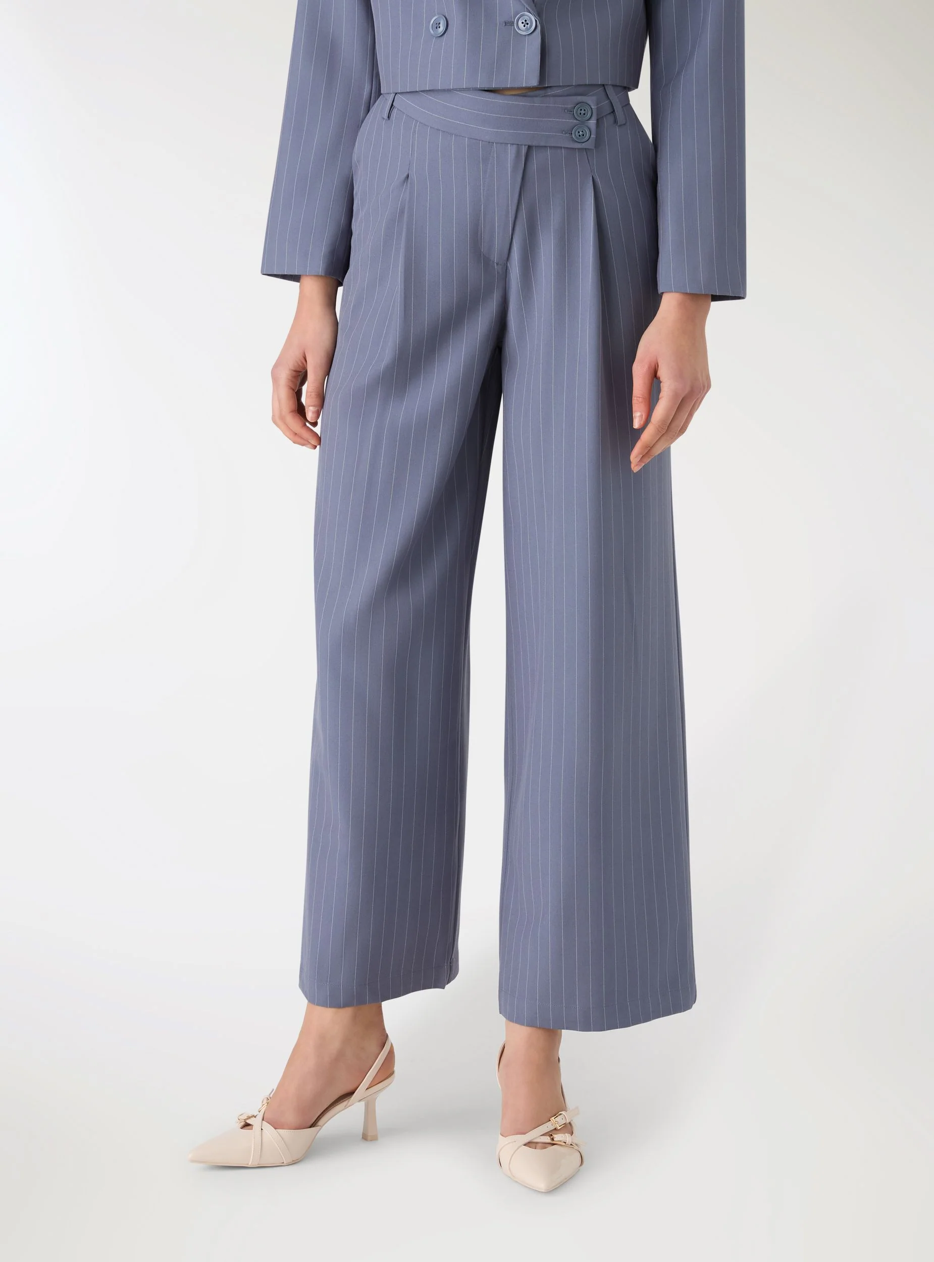 Pantaloni wide leg gessato