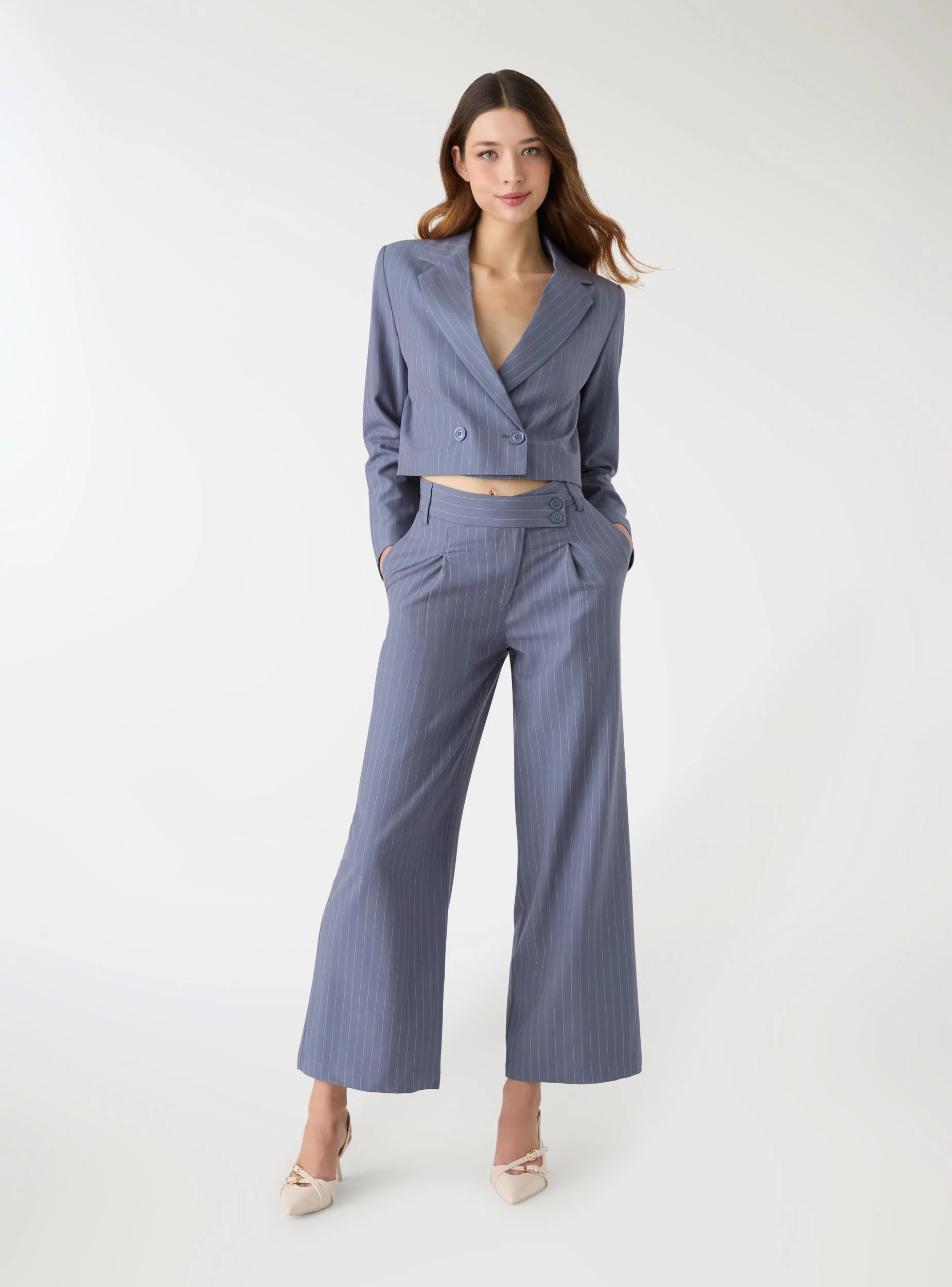 Pantaloni wide leg gessato - Image 3