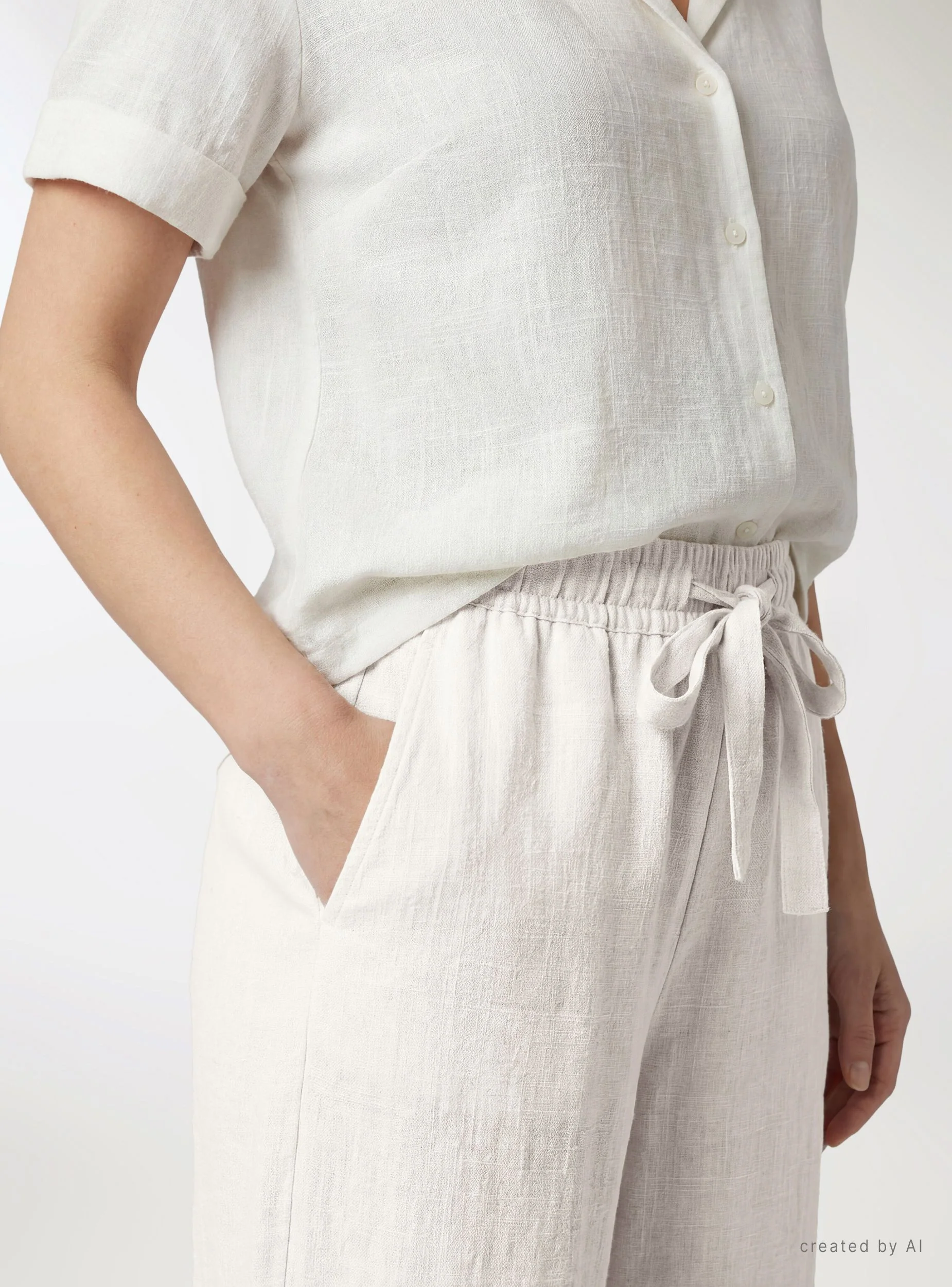 Pantaloni wide leg in cotone - Image 4
