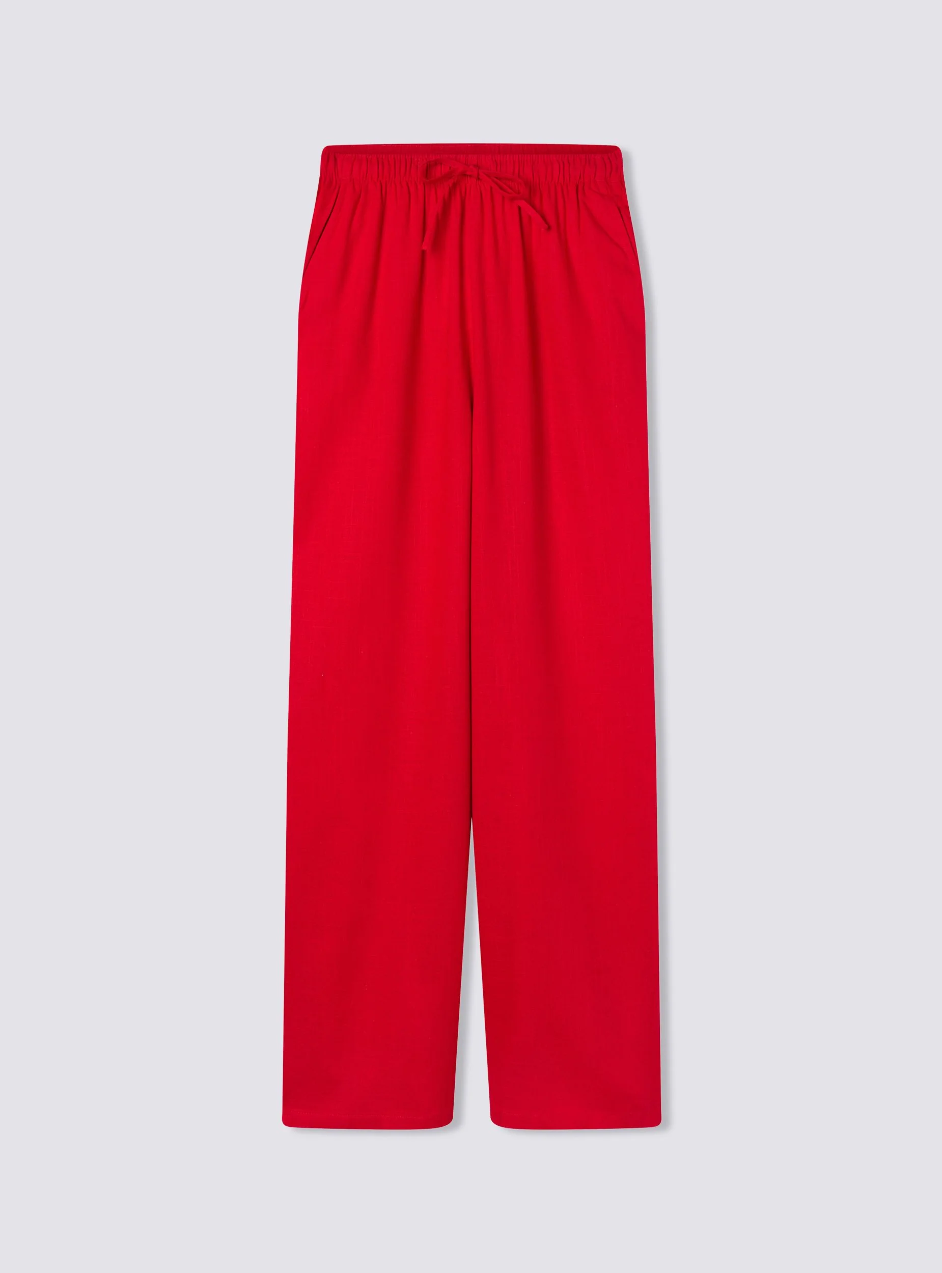 Pantaloni wide leg in misto lino con coulisse - Image 7
