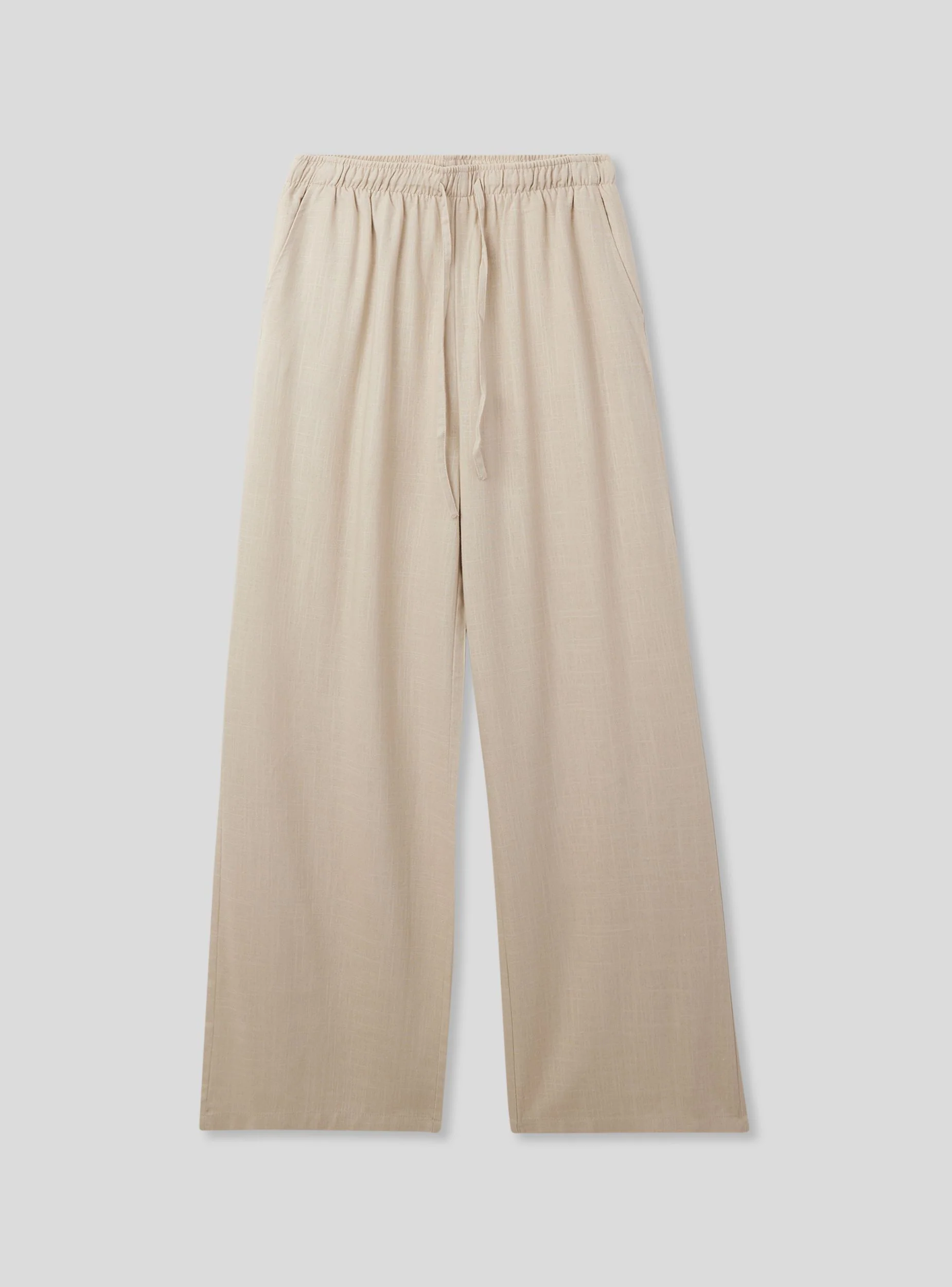 Pantaloni wide leg in misto lino con coulisse - Image 4