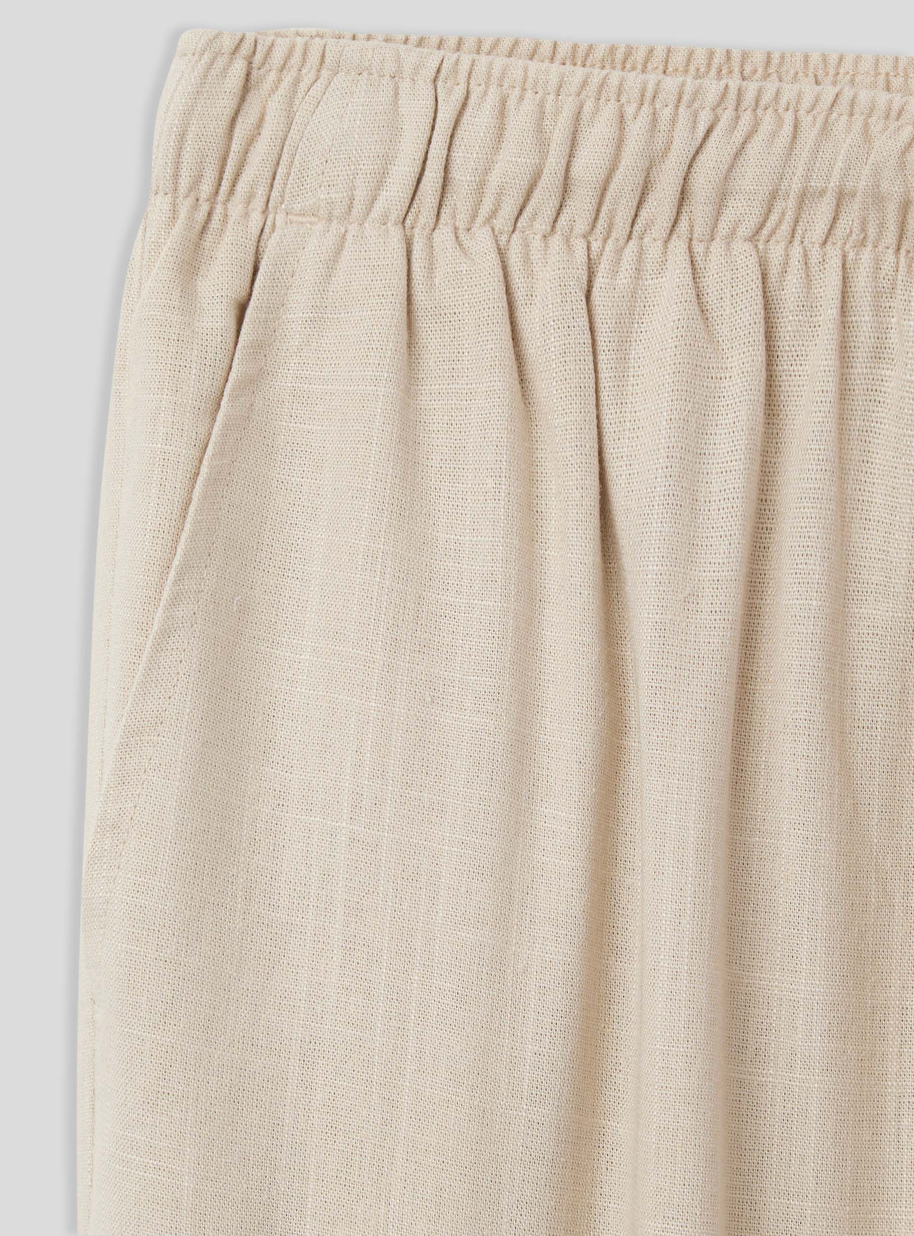 Pantaloni wide leg in misto lino con coulisse - Image 5