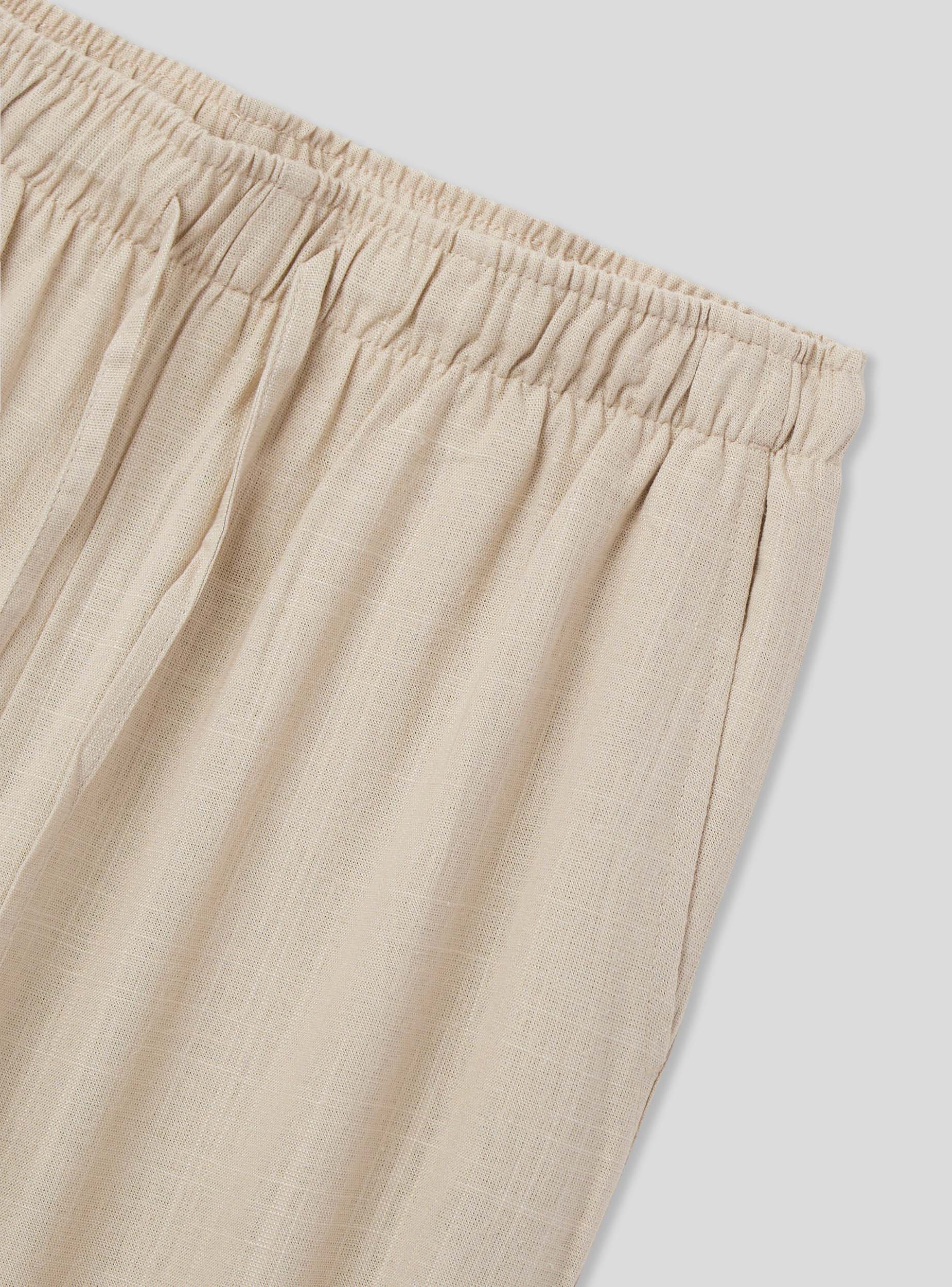 Pantaloni wide leg in misto lino con coulisse - Image 6