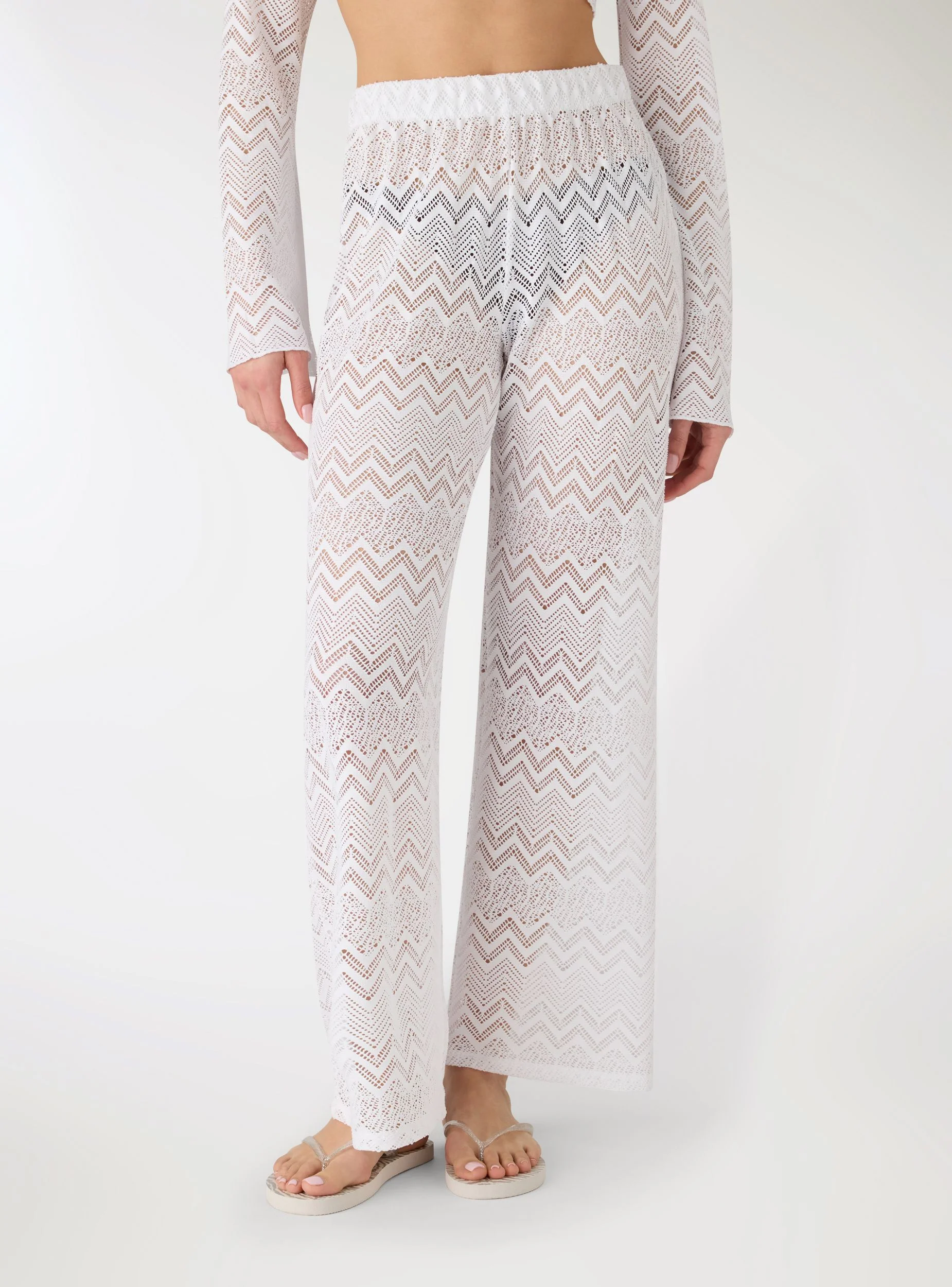 Pantaloni wide leg in pizzo - Image 3