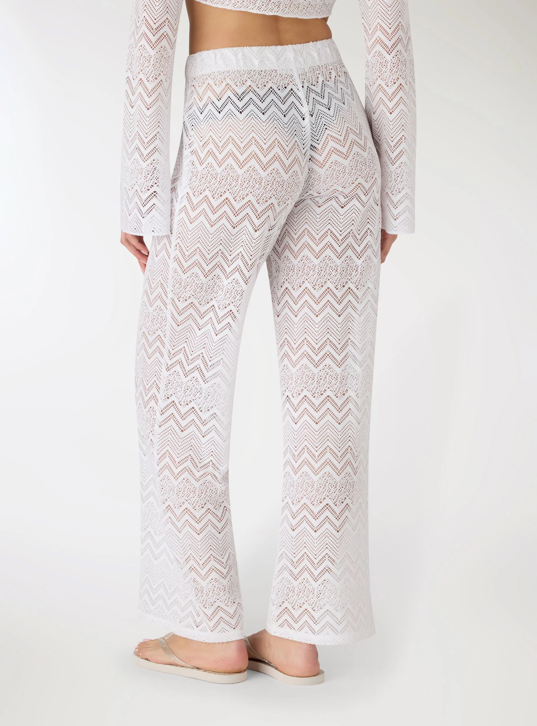Pantaloni wide leg in pizzo - Image 4