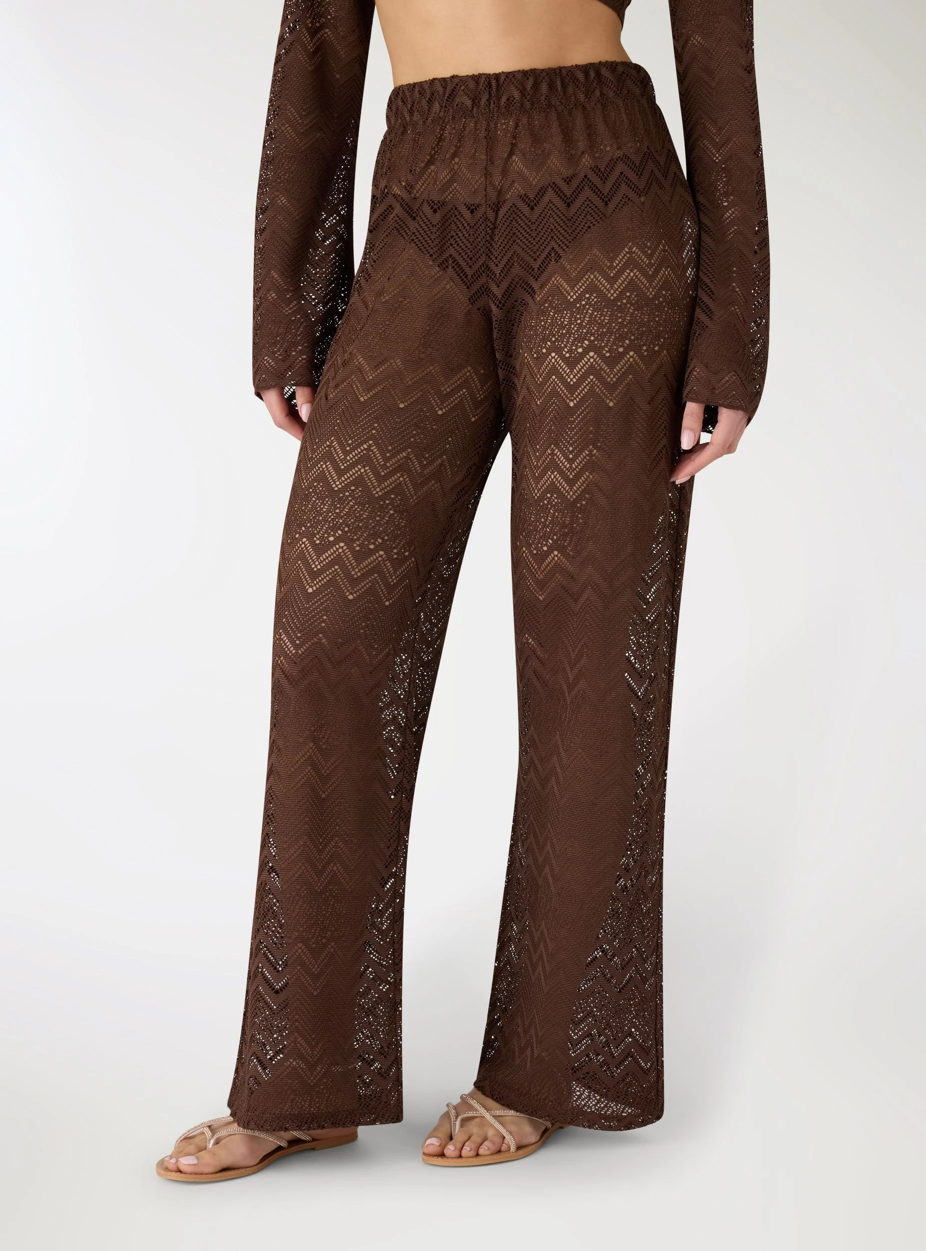Pantaloni wide leg in pizzo - Image 2