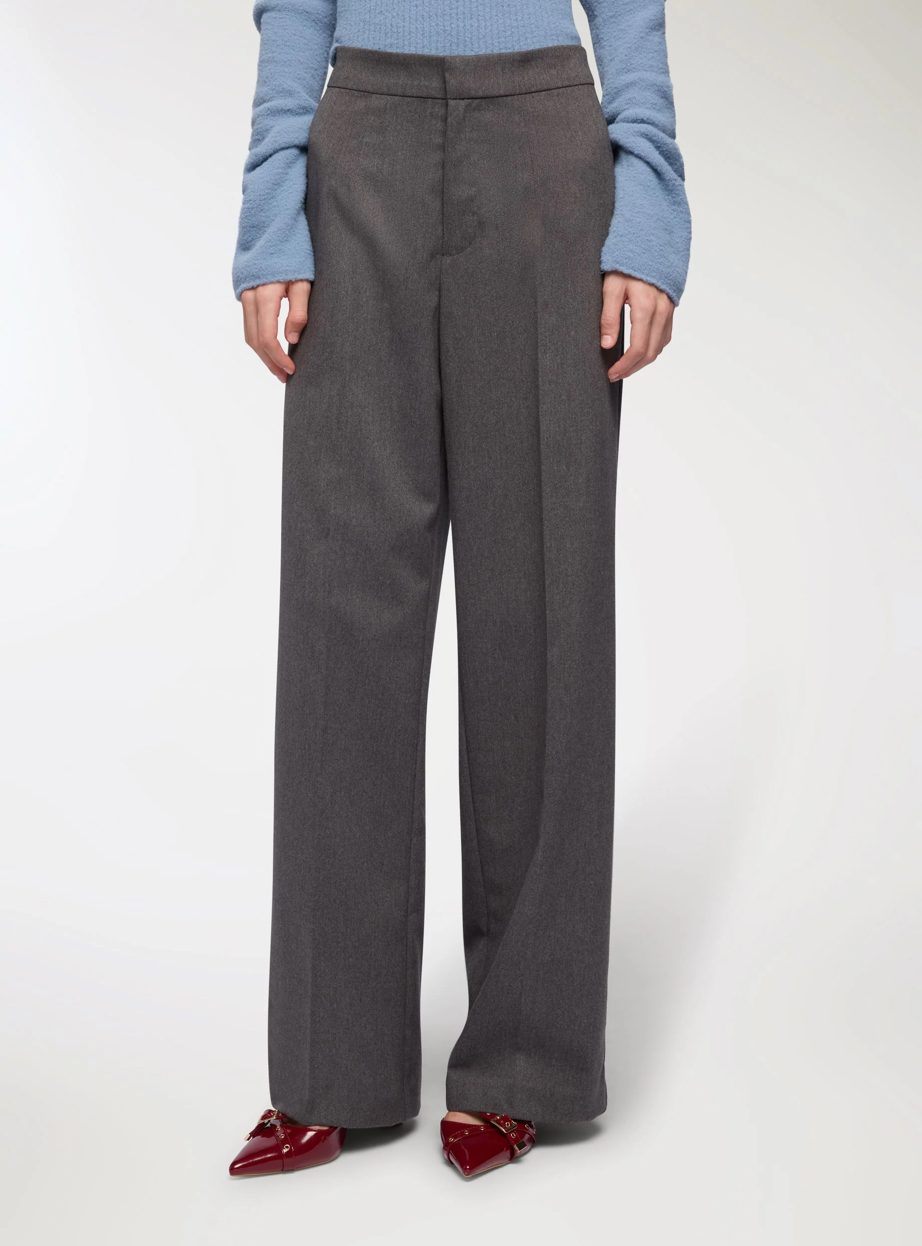 Pantaloni wide leg in tessuto caldo - Image 2