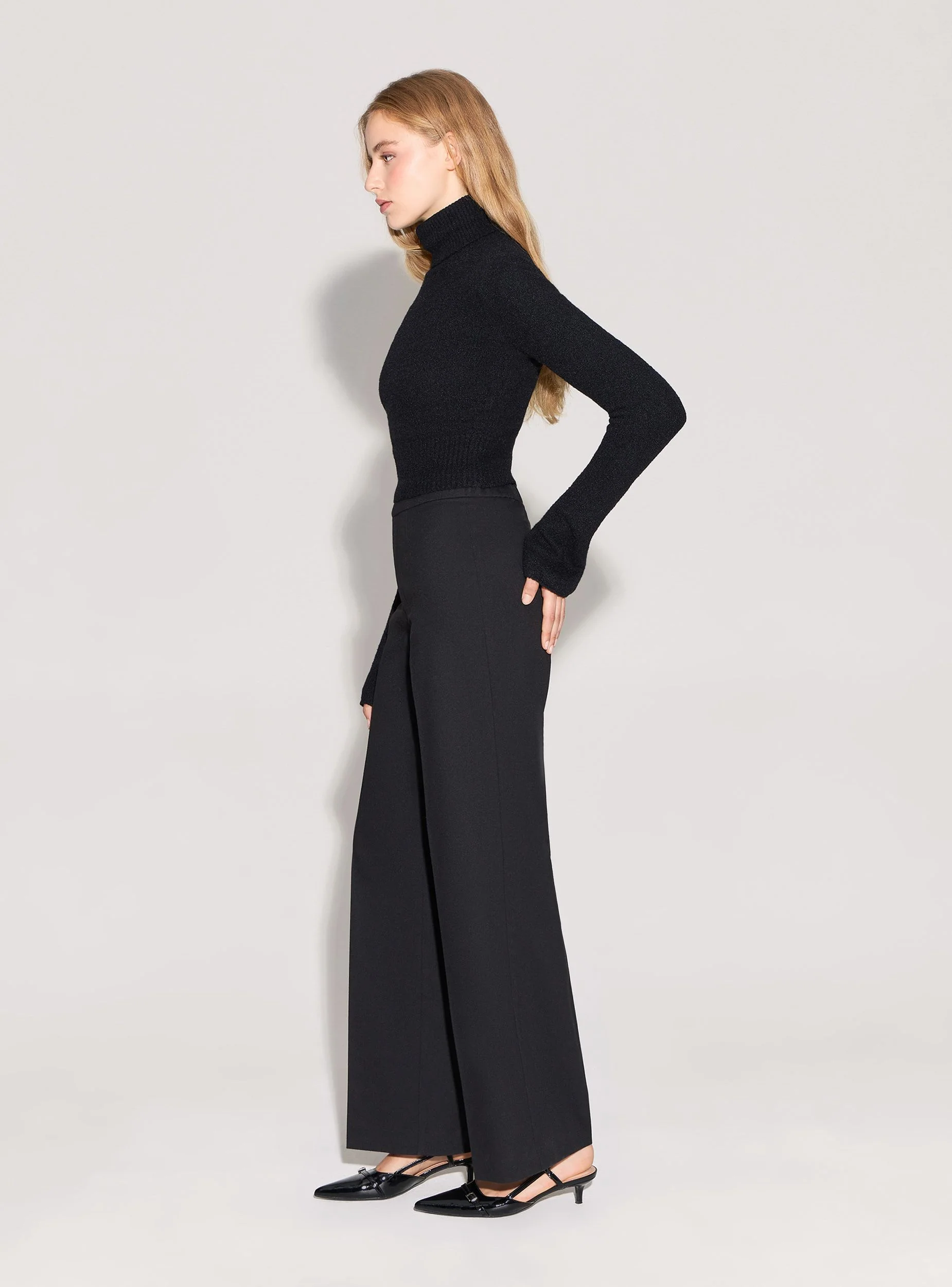 Pantaloni wide leg in tessuto caldo