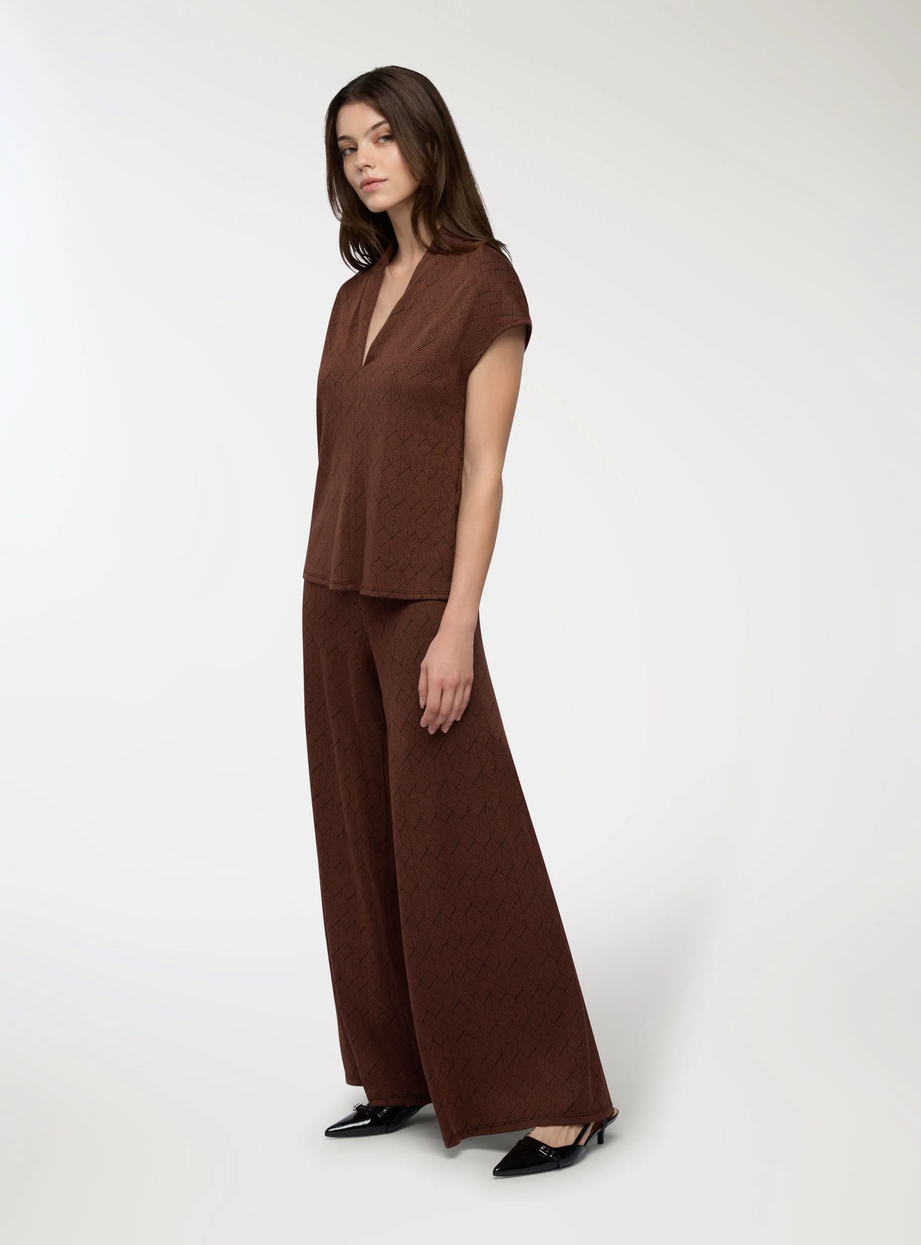 Pantaloni wide leg jacquard - Image 4