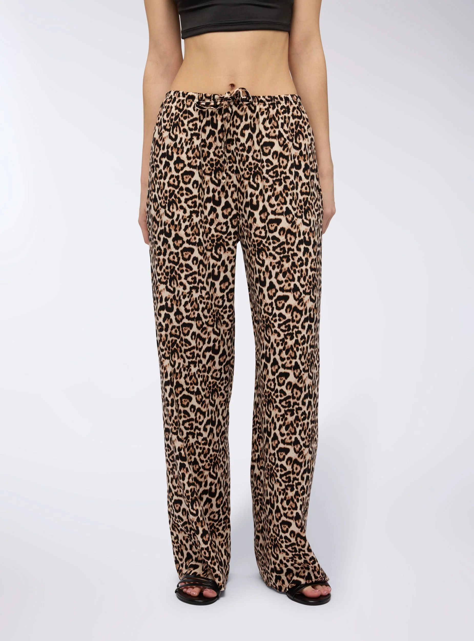 Pantaloni wide leg maculati con coulisse - Image 2