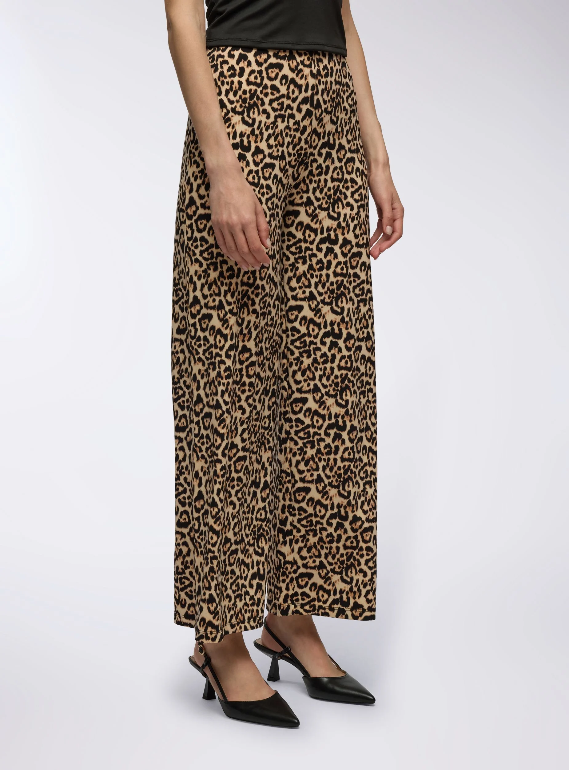 Pantaloni wide leg maculati elasticizzati - Image 2