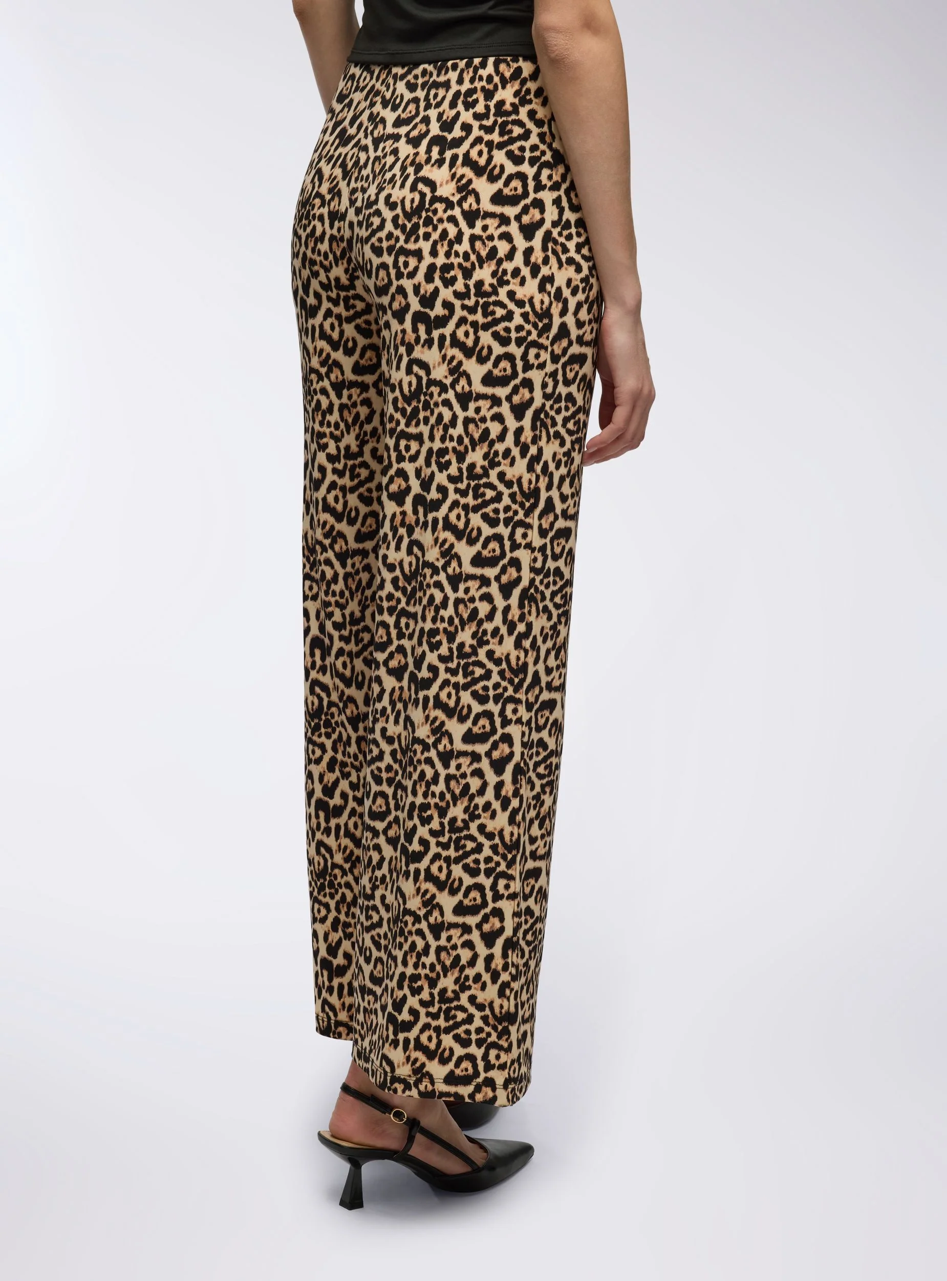 Pantaloni wide leg maculati elasticizzati - Image 4
