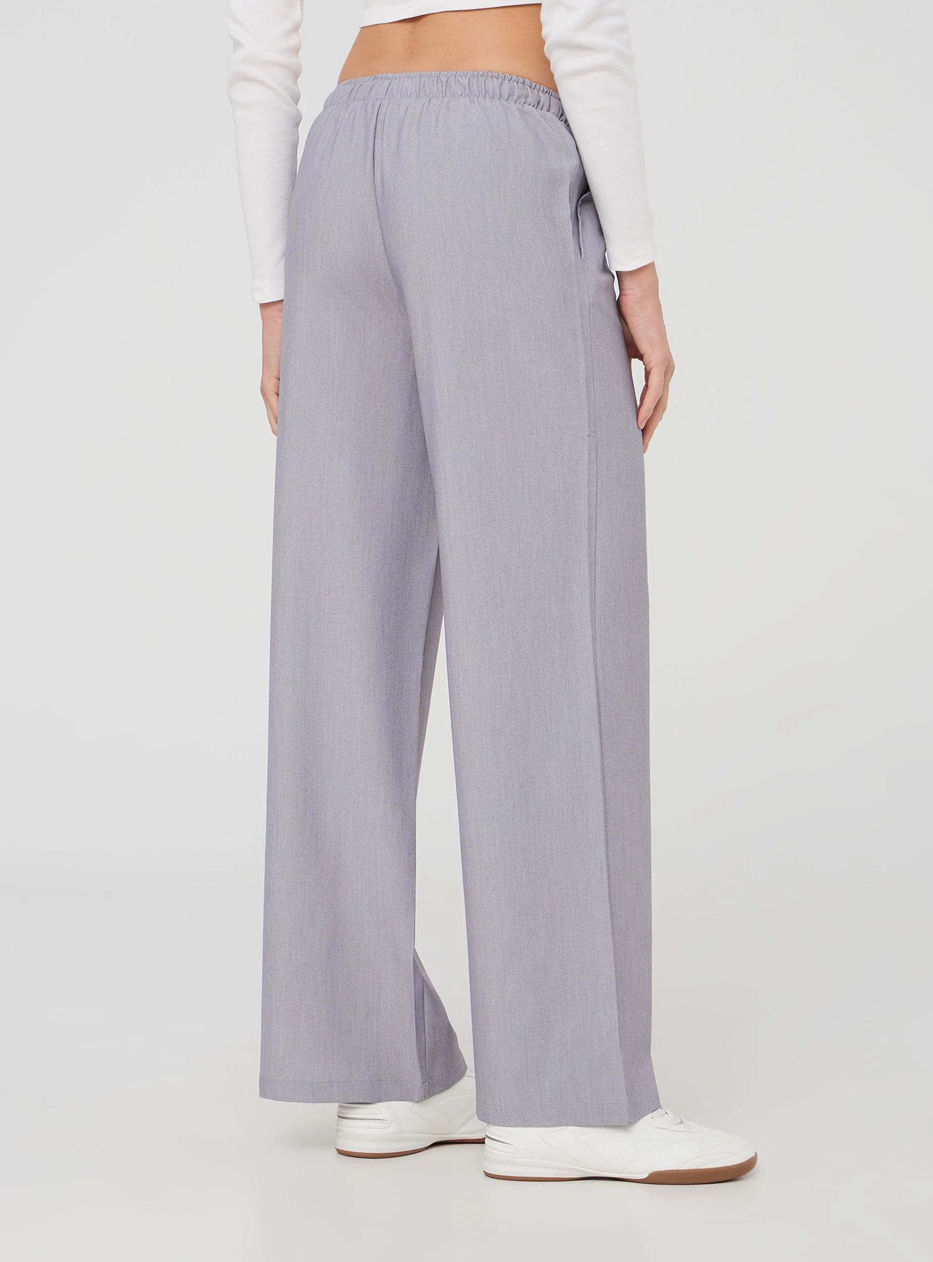 Pantaloni wide leg melange con coulisse - Image 2