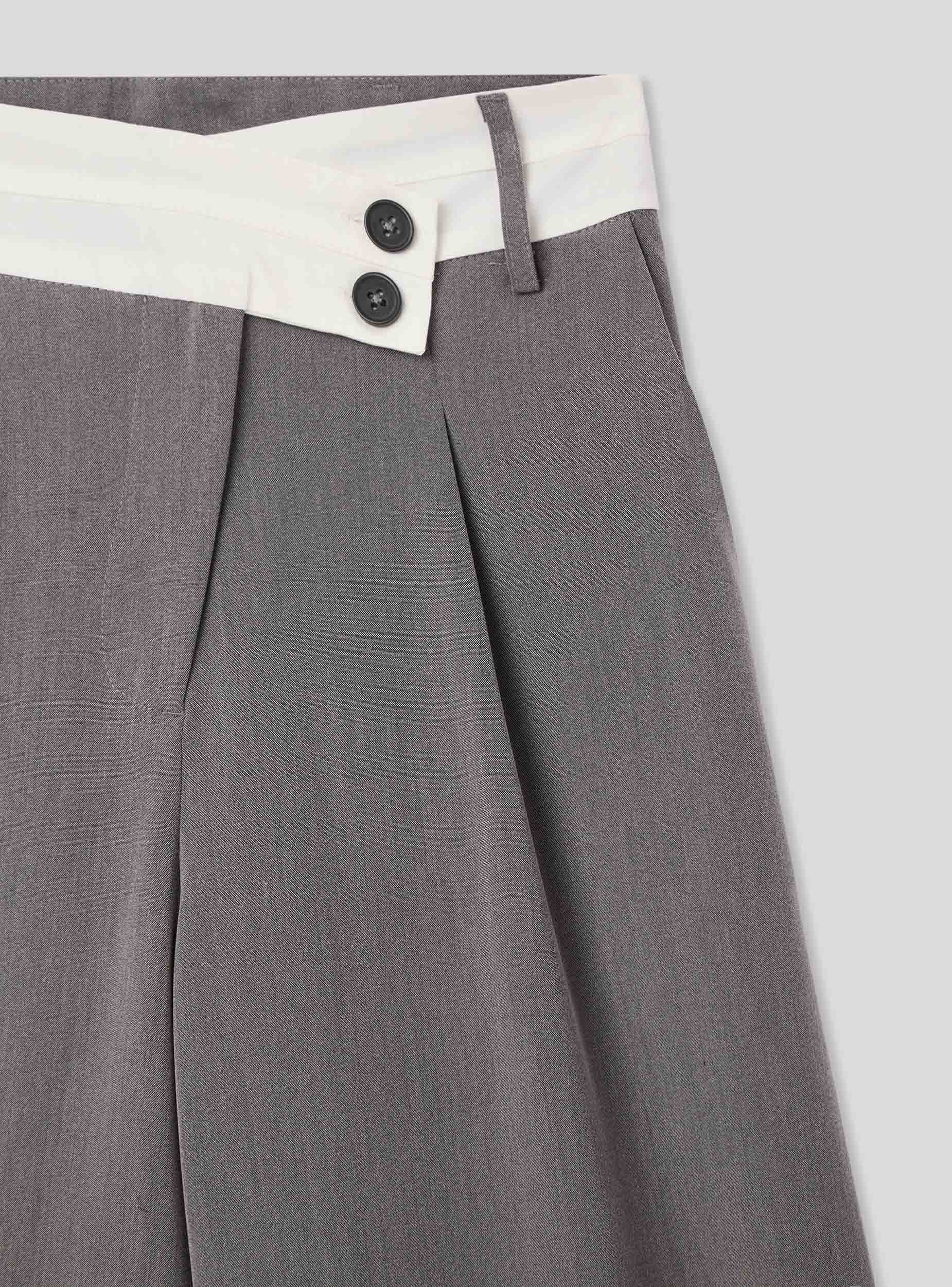 Pantaloni wide leg melange con fascia a contrasto - Image 6