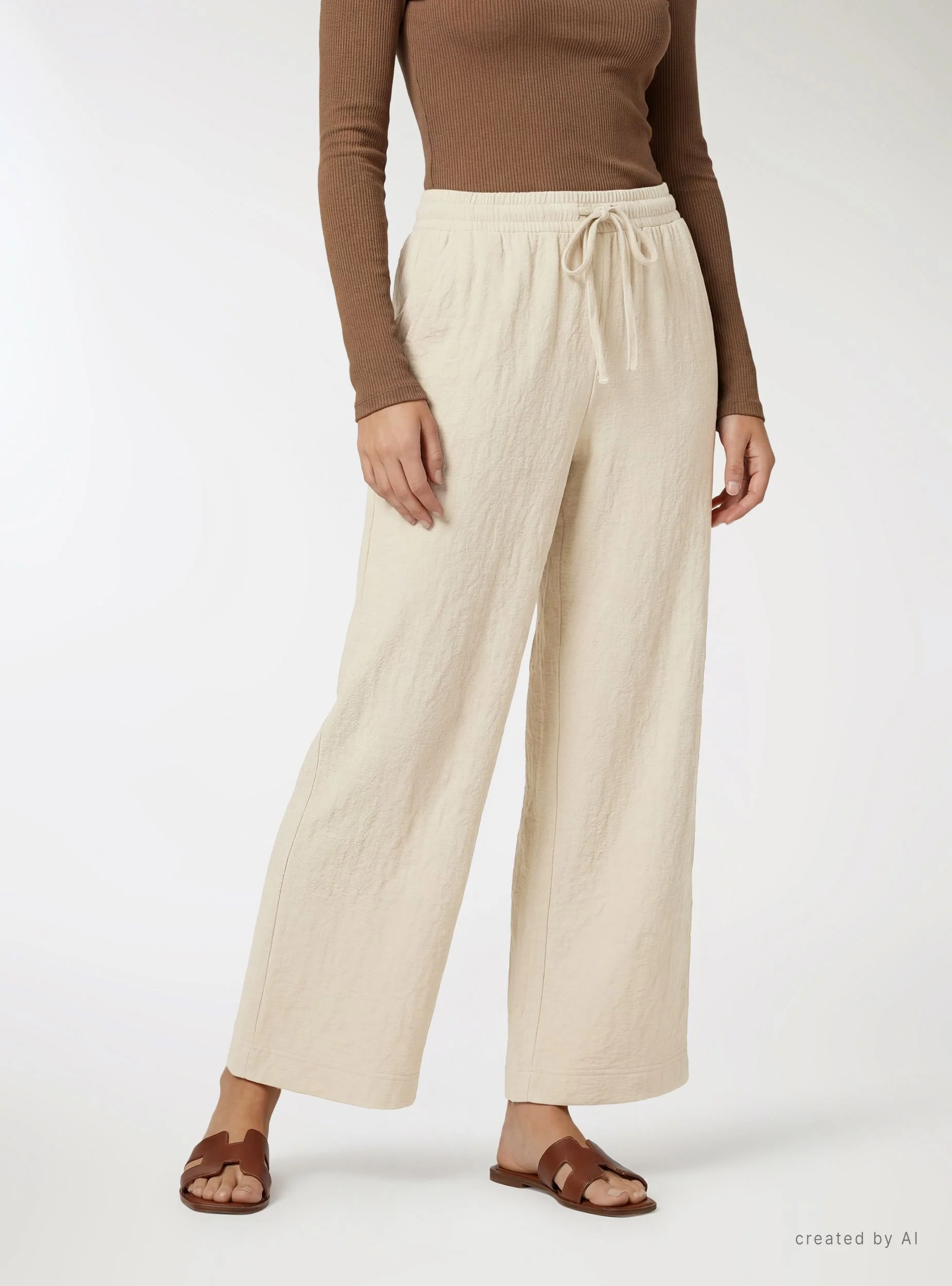 Pantaloni wide leg tinta unita - Image 2