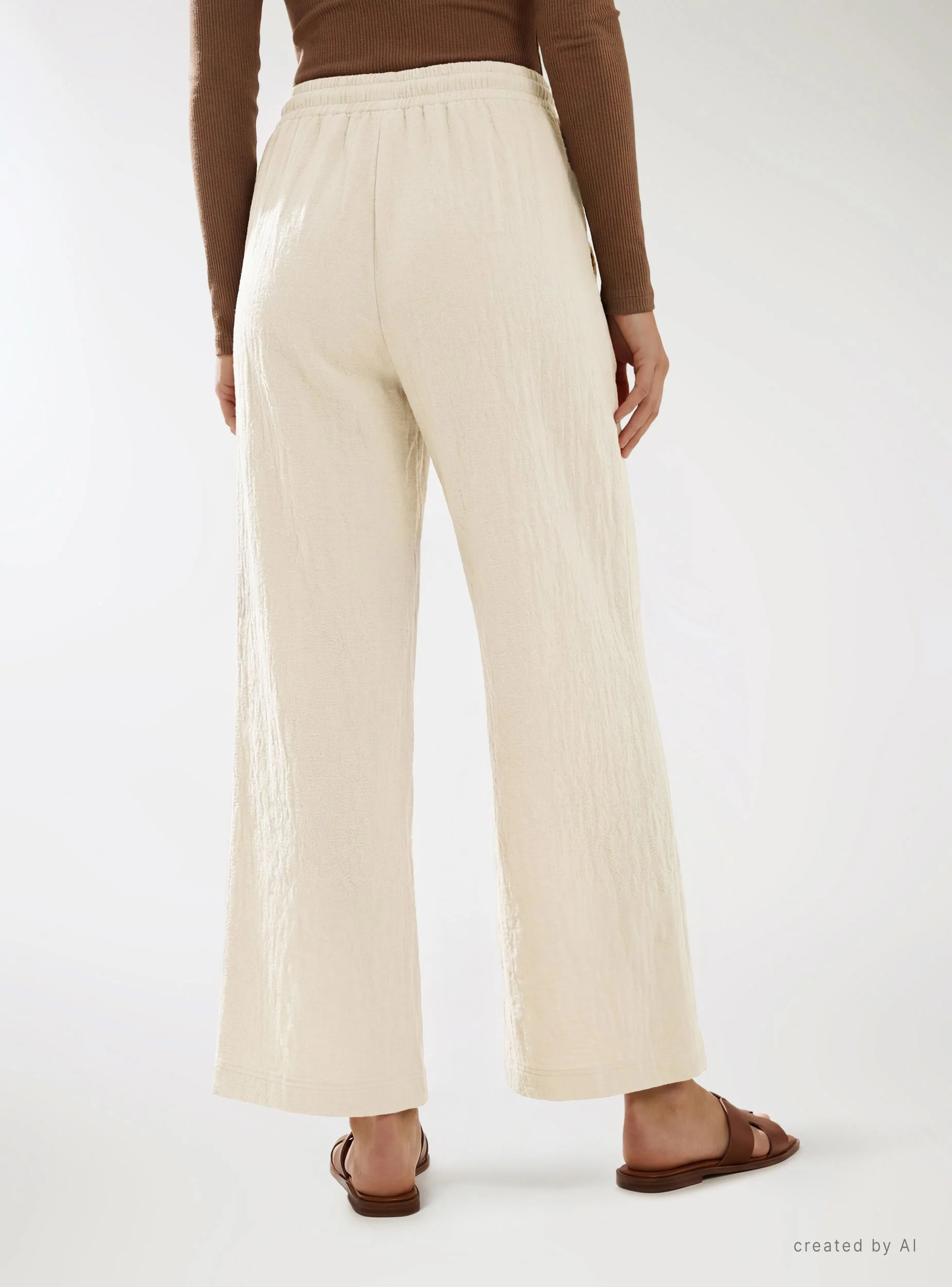 Pantaloni wide leg tinta unita - Image 3