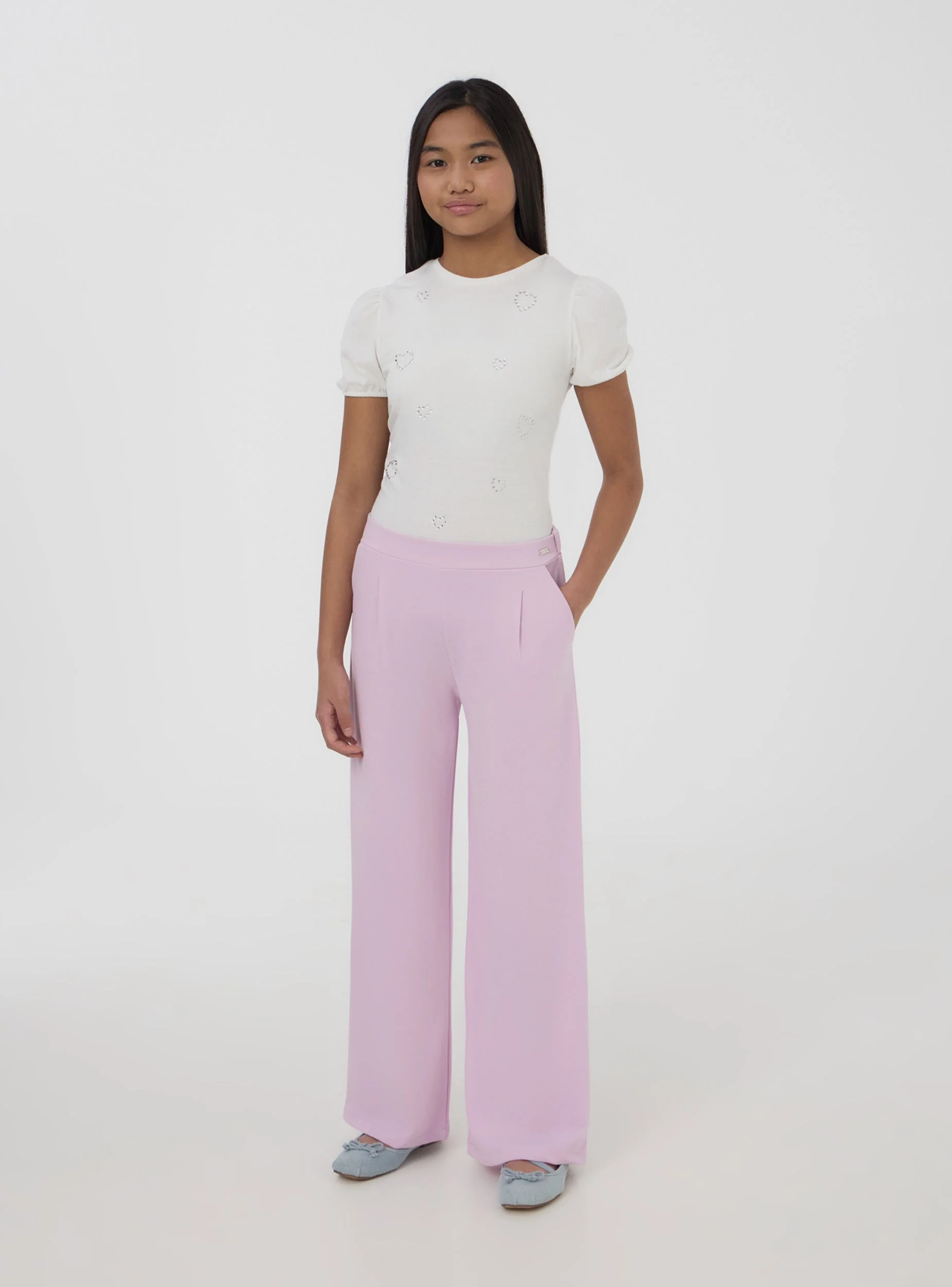 Pantaloni wide leg tinta unita