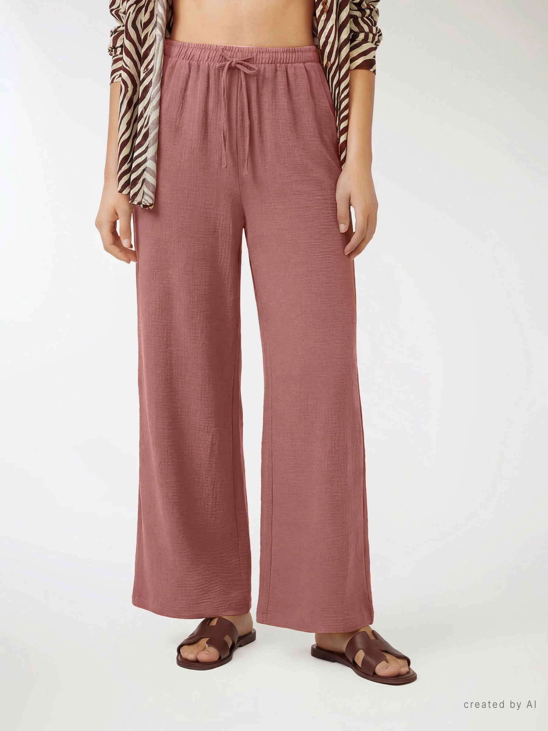 Pantaloni wide leg tinta unita - Image 2
