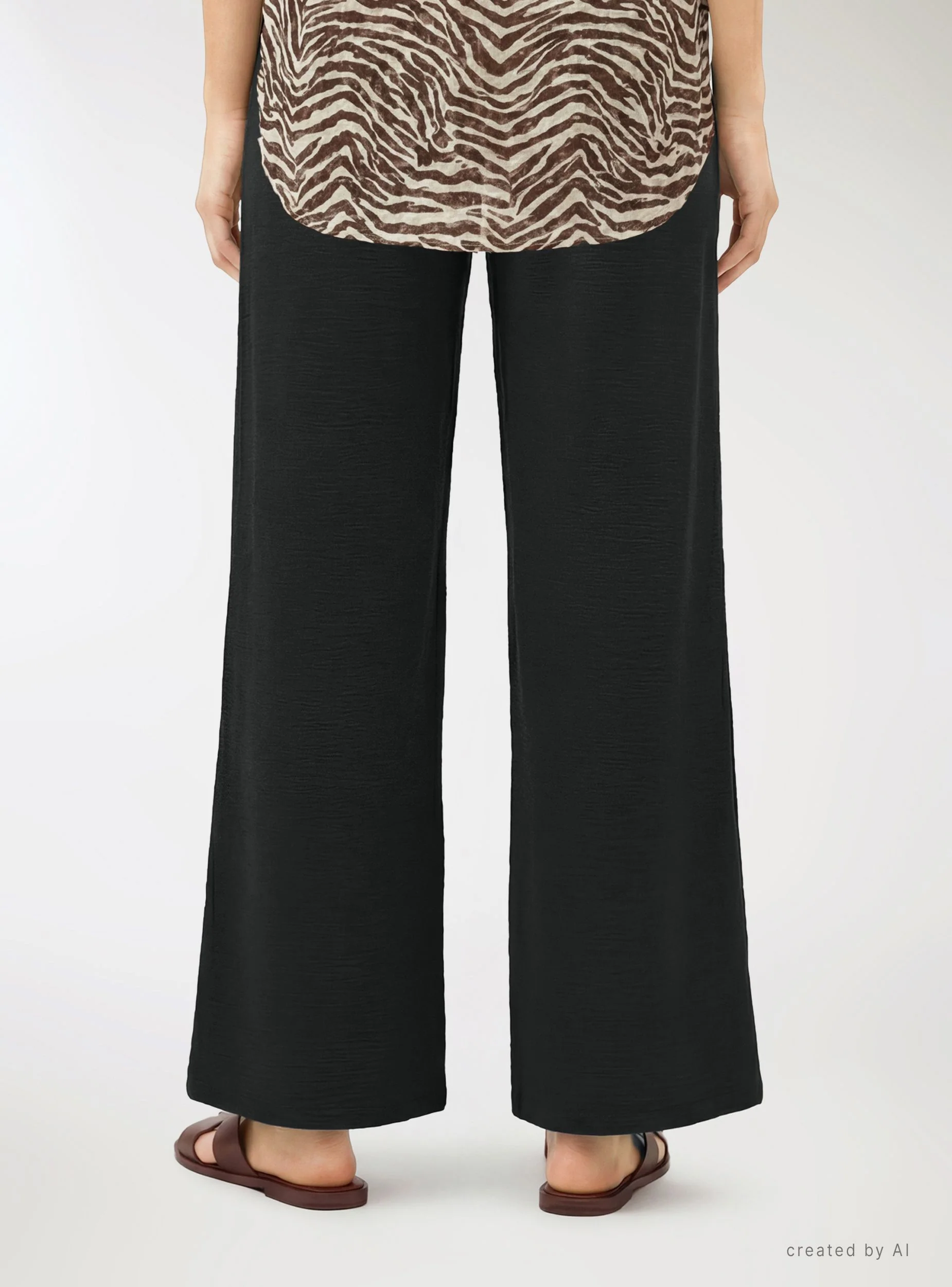 Pantaloni wide leg tinta unita - Image 2