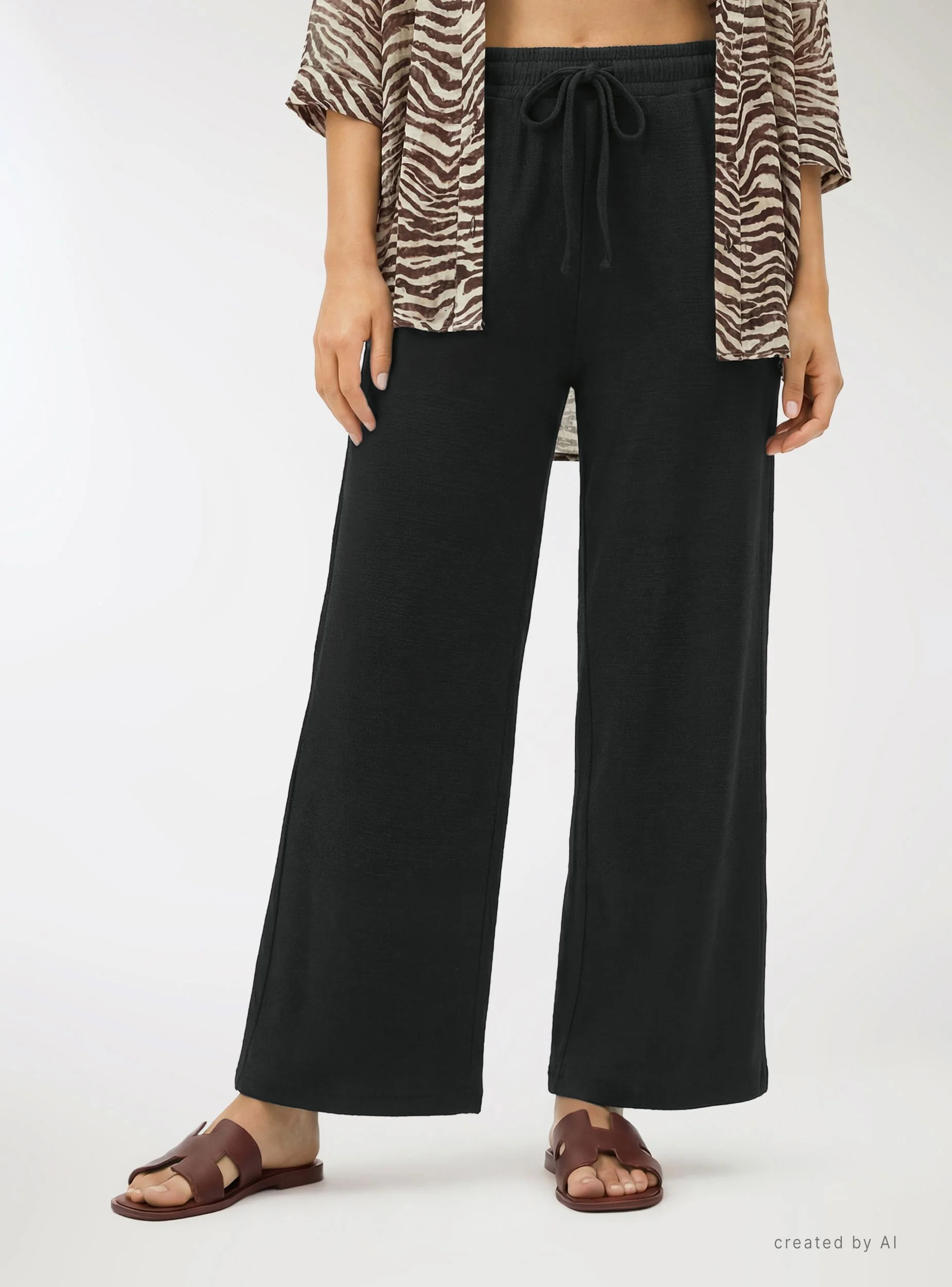 Pantaloni wide leg tinta unita - Image 3