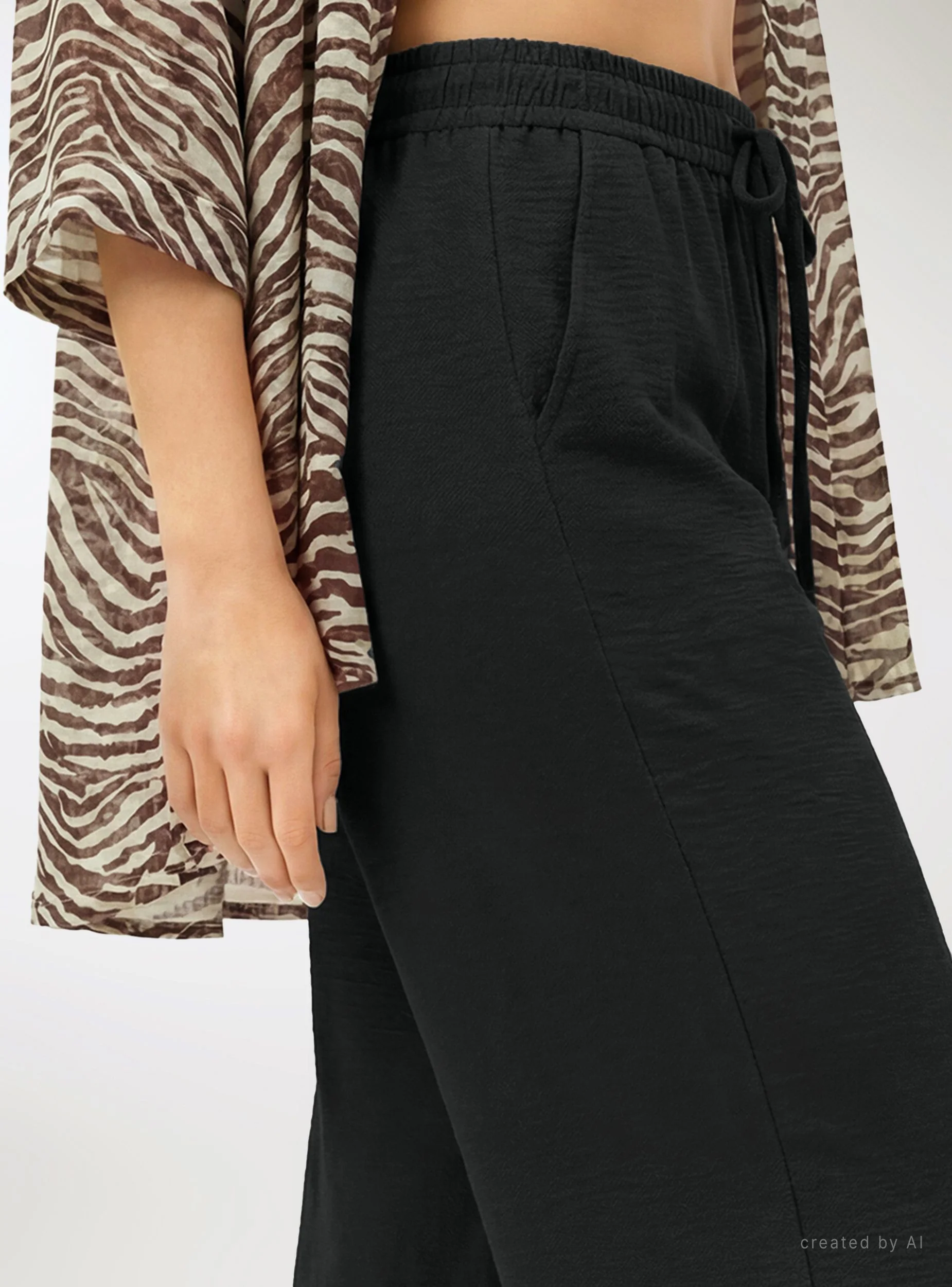 Pantaloni wide leg tinta unita - Image 4
