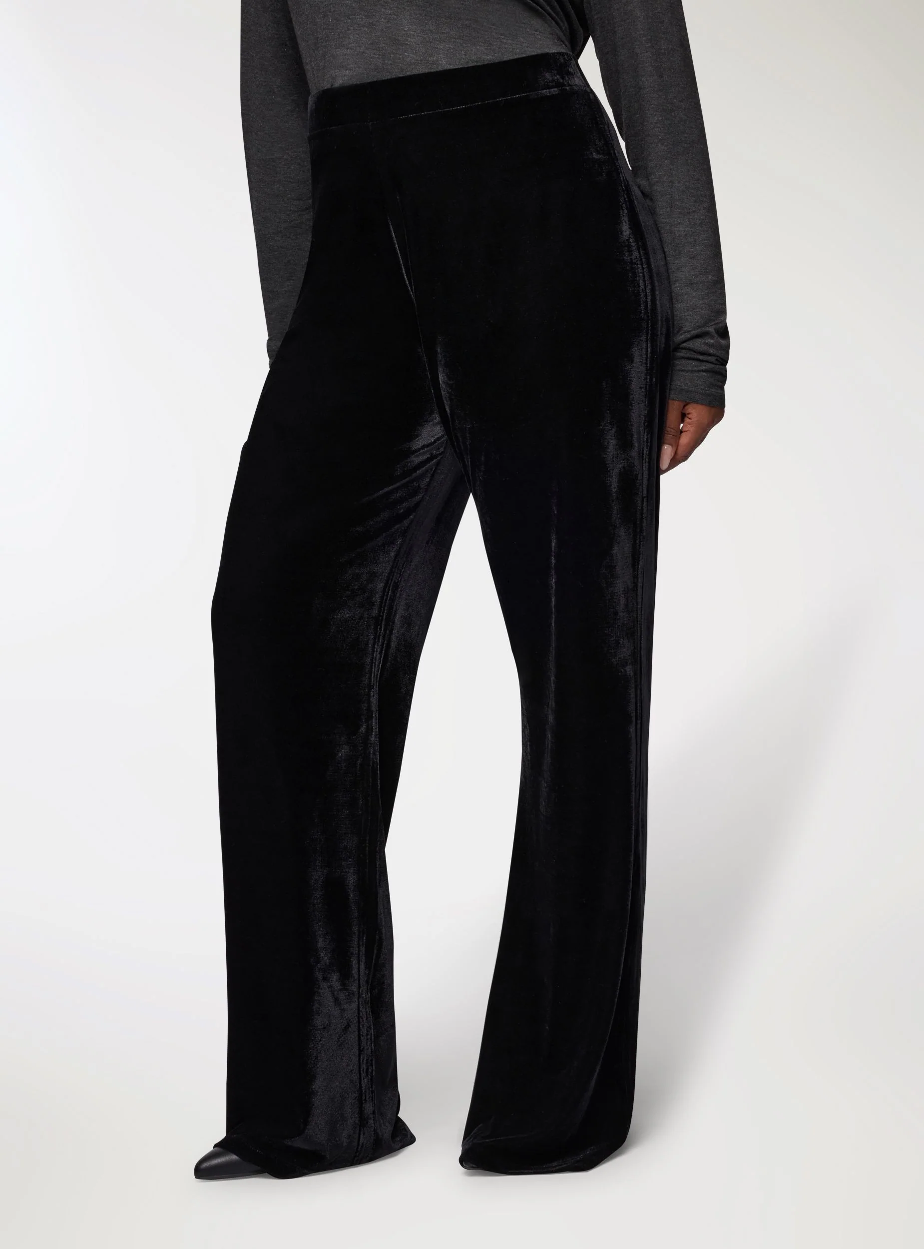 Pantaloni zampa in effetto velluto