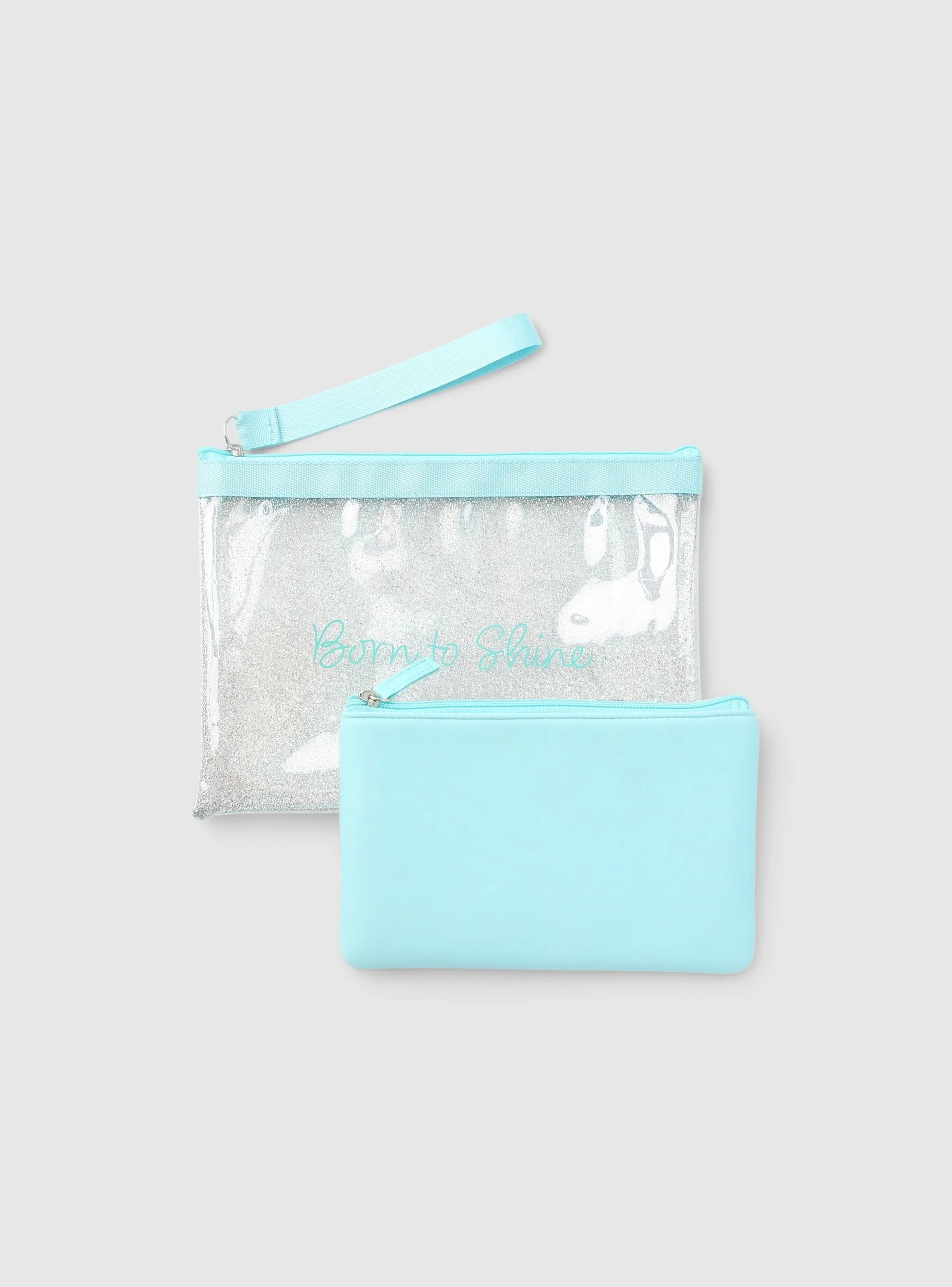 Pochette mare con scritta glitter