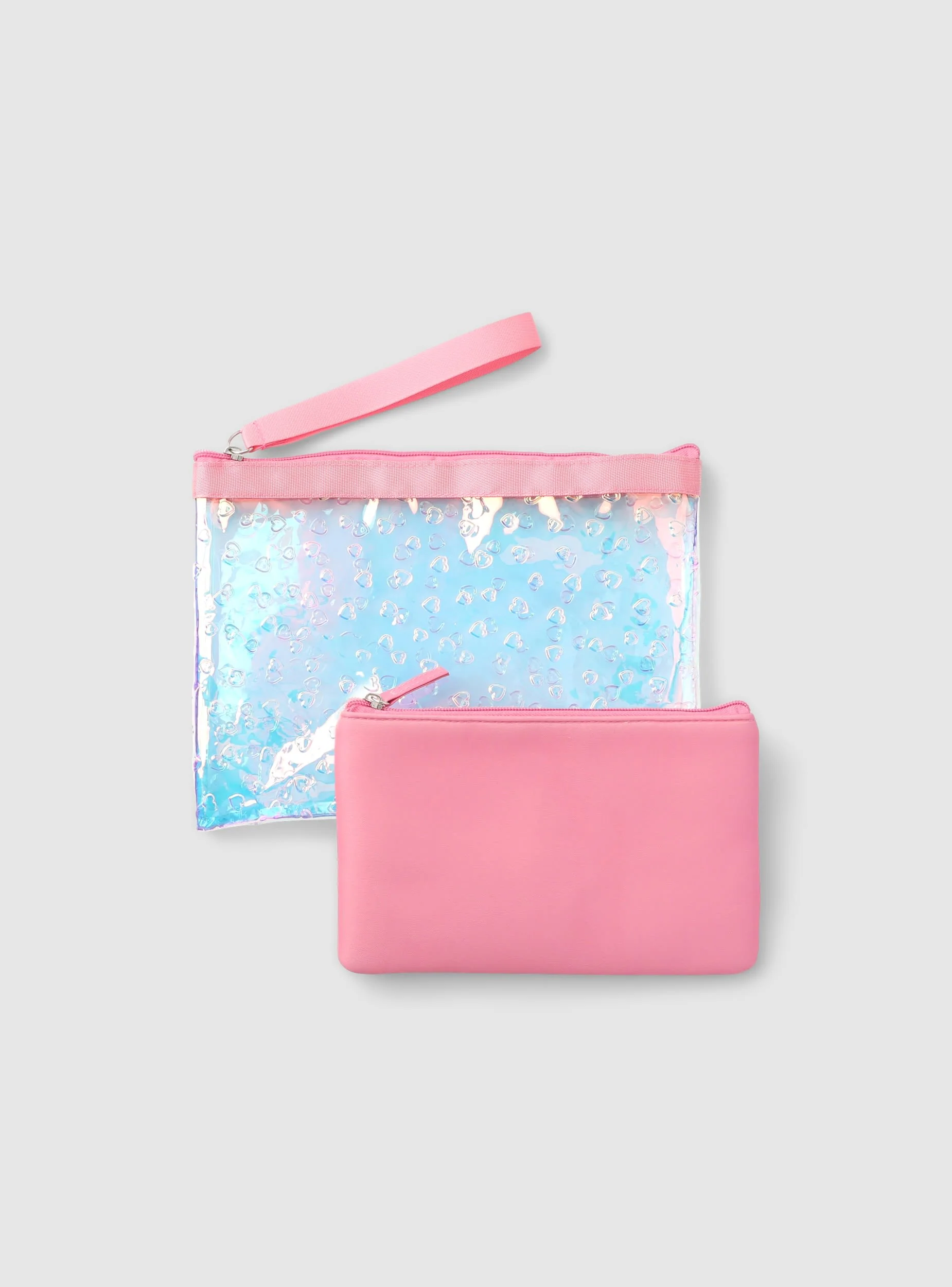 Pochette mare effetto olografico con cuori