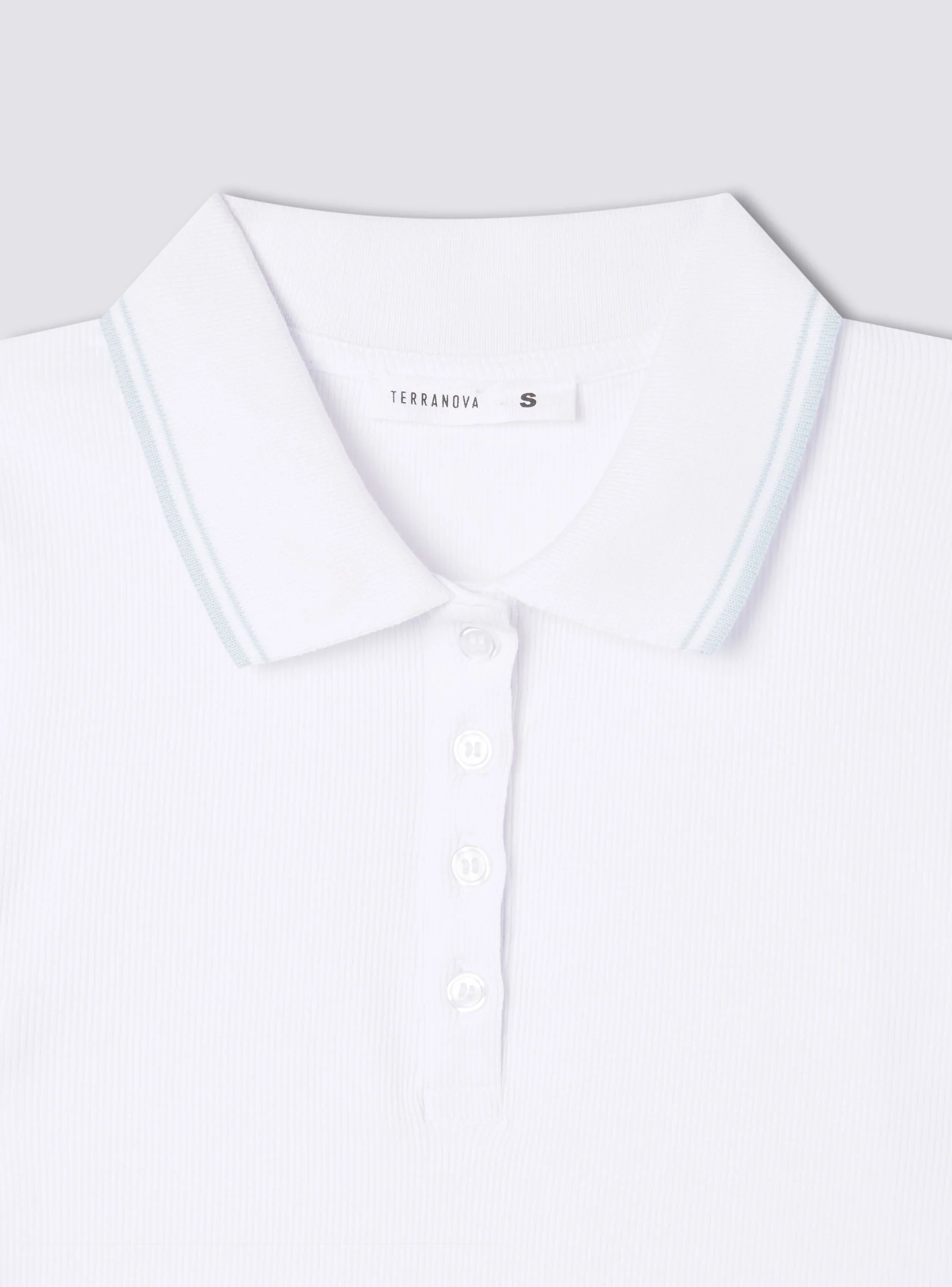 Polo crop con colletto con profili a contrasto - Image 7