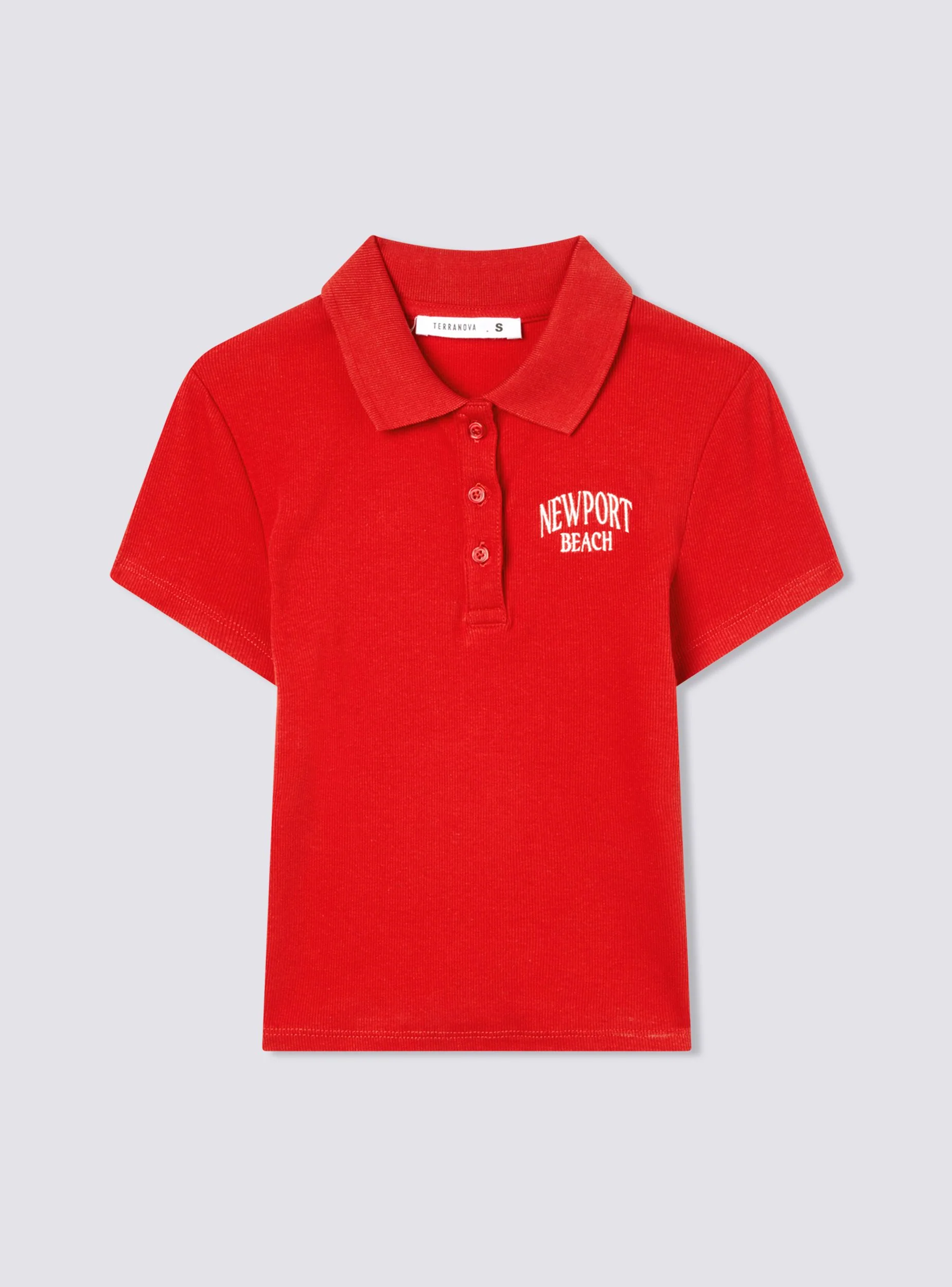 Polo crop con ricamo stile college - Image 5