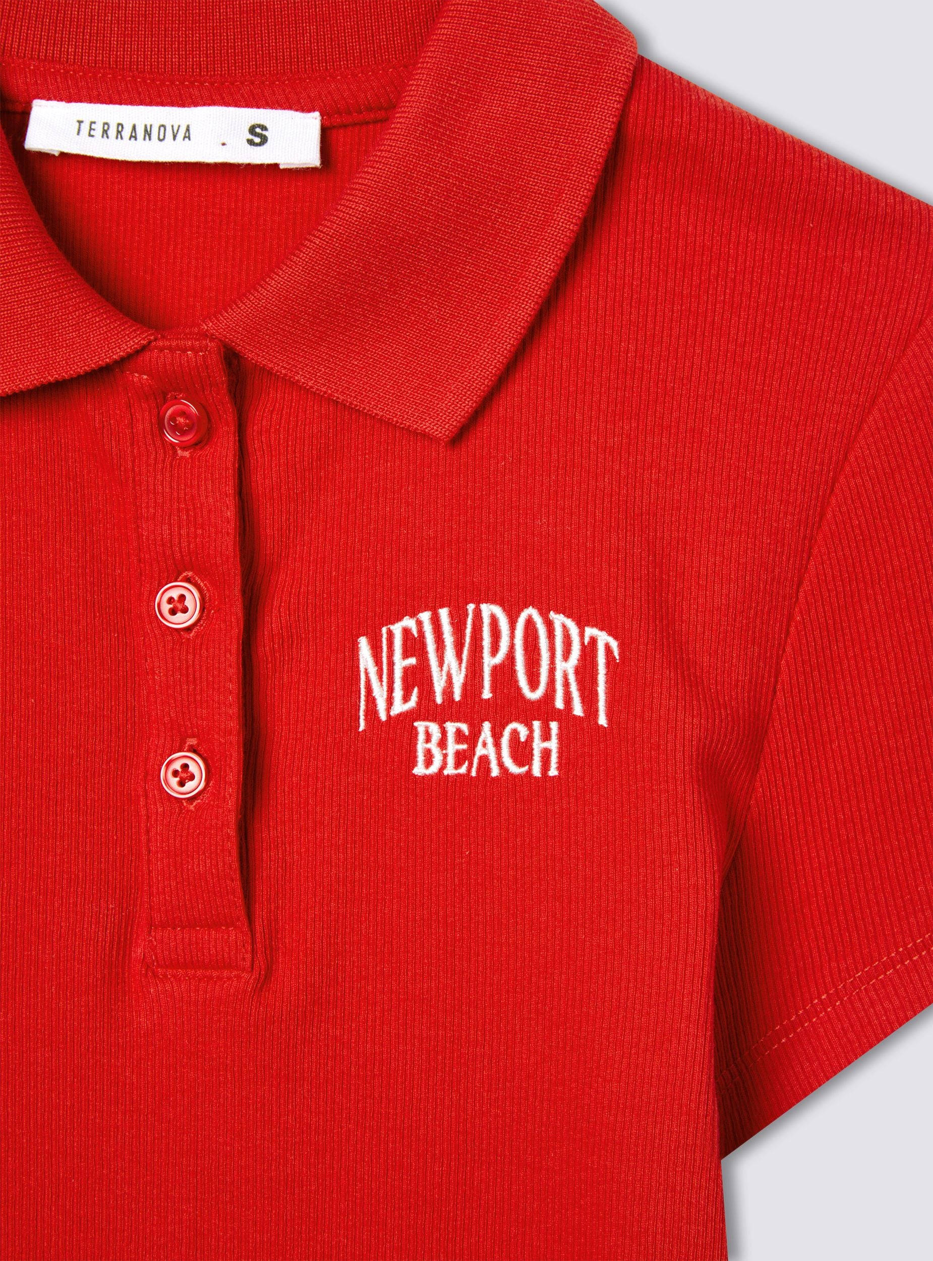 Polo crop con ricamo stile college - Image 7
