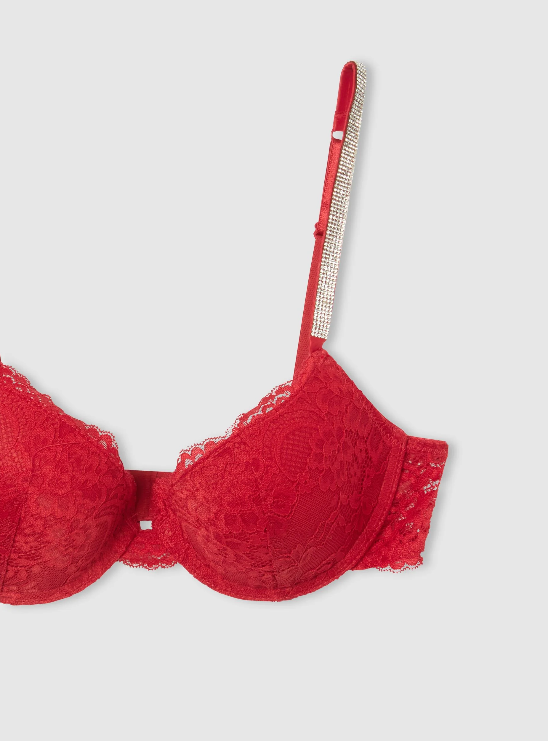 Reggiseno balconcino con spalline strass e pizzo - Image 6