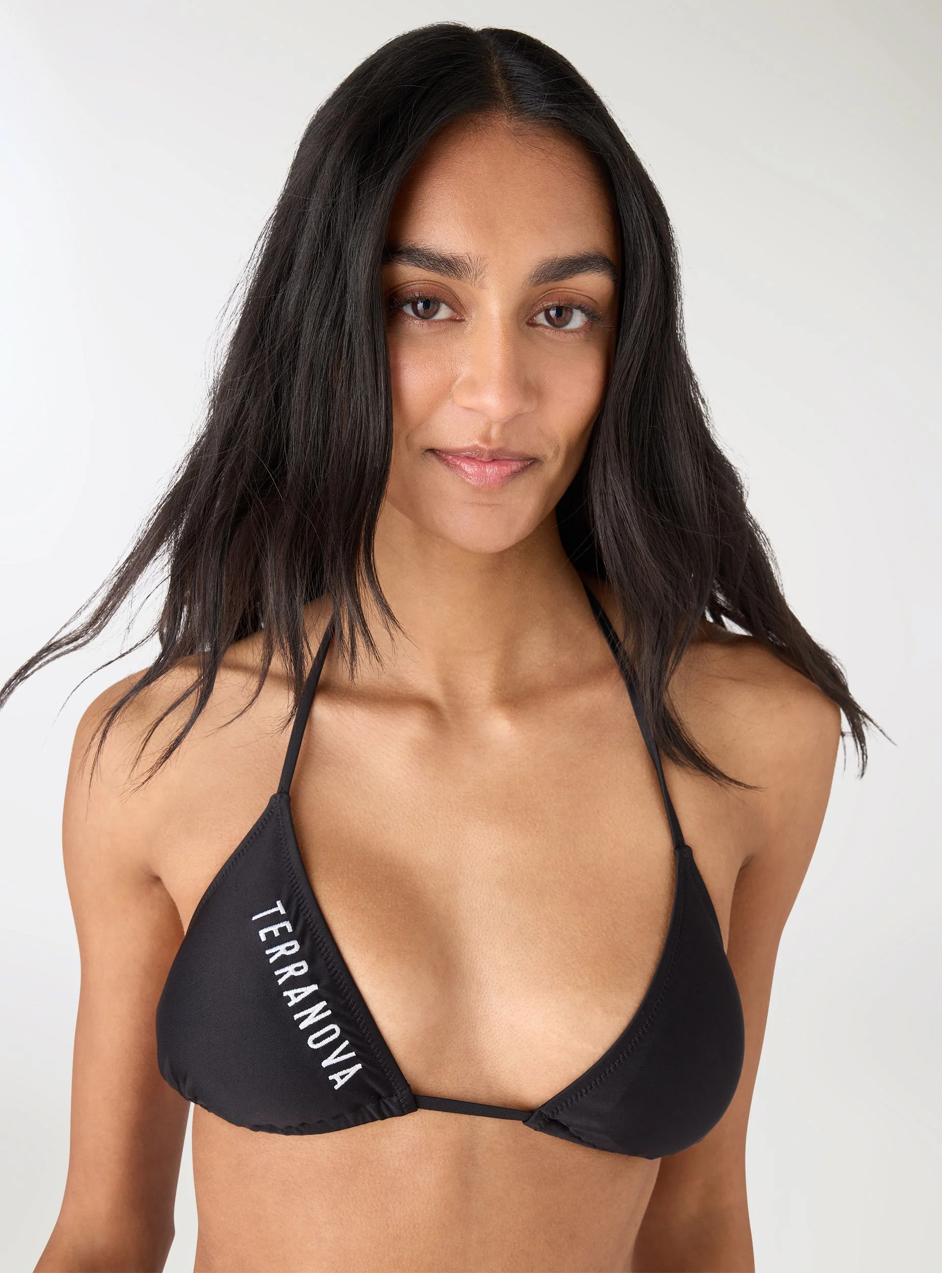 Reggiseno bikini triangolo a tinta unita con logo