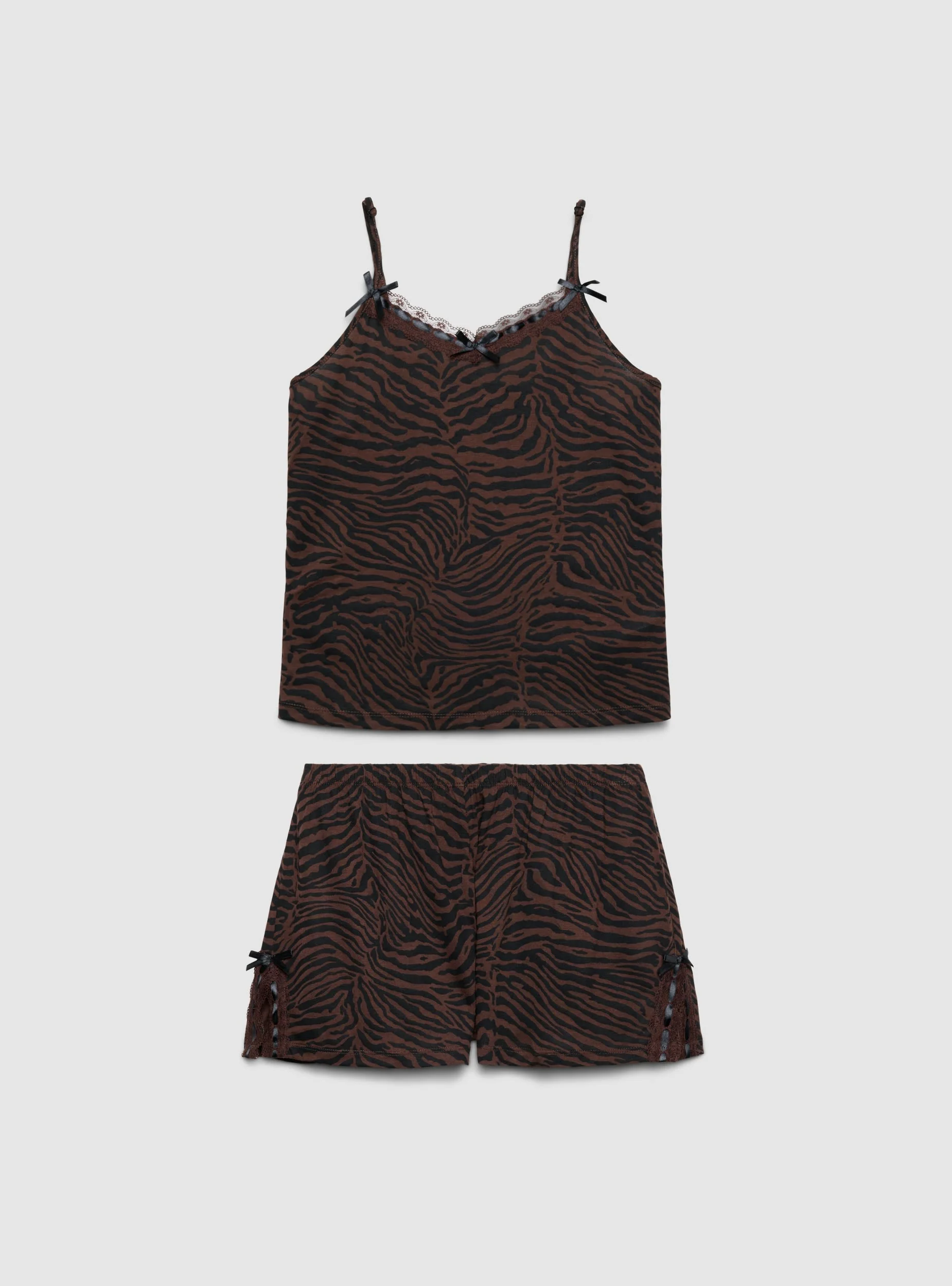 Set pigiama canotta e shorts animalier