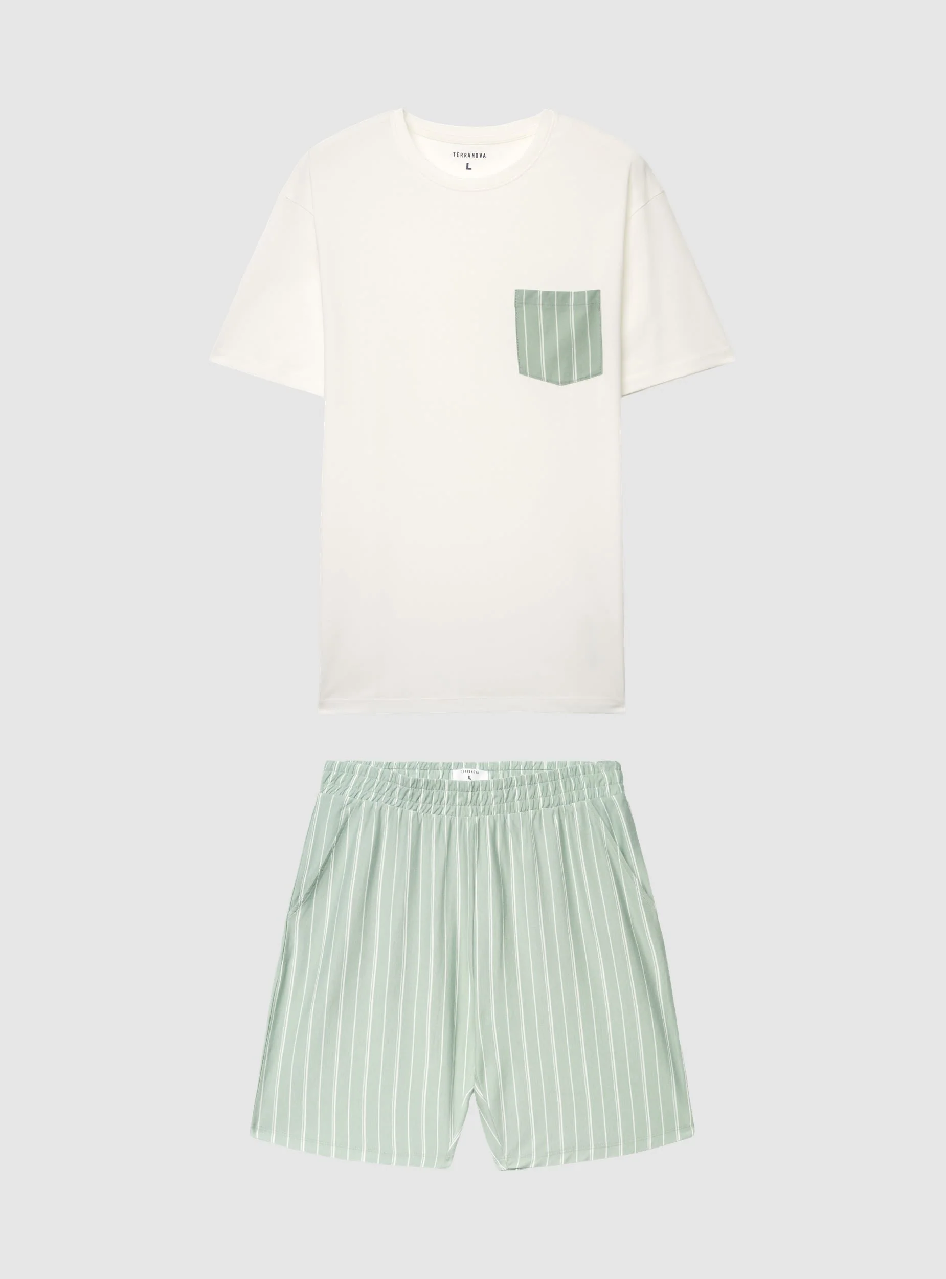 Set pigiama con t-shirt e bermuda a righe - Image 6