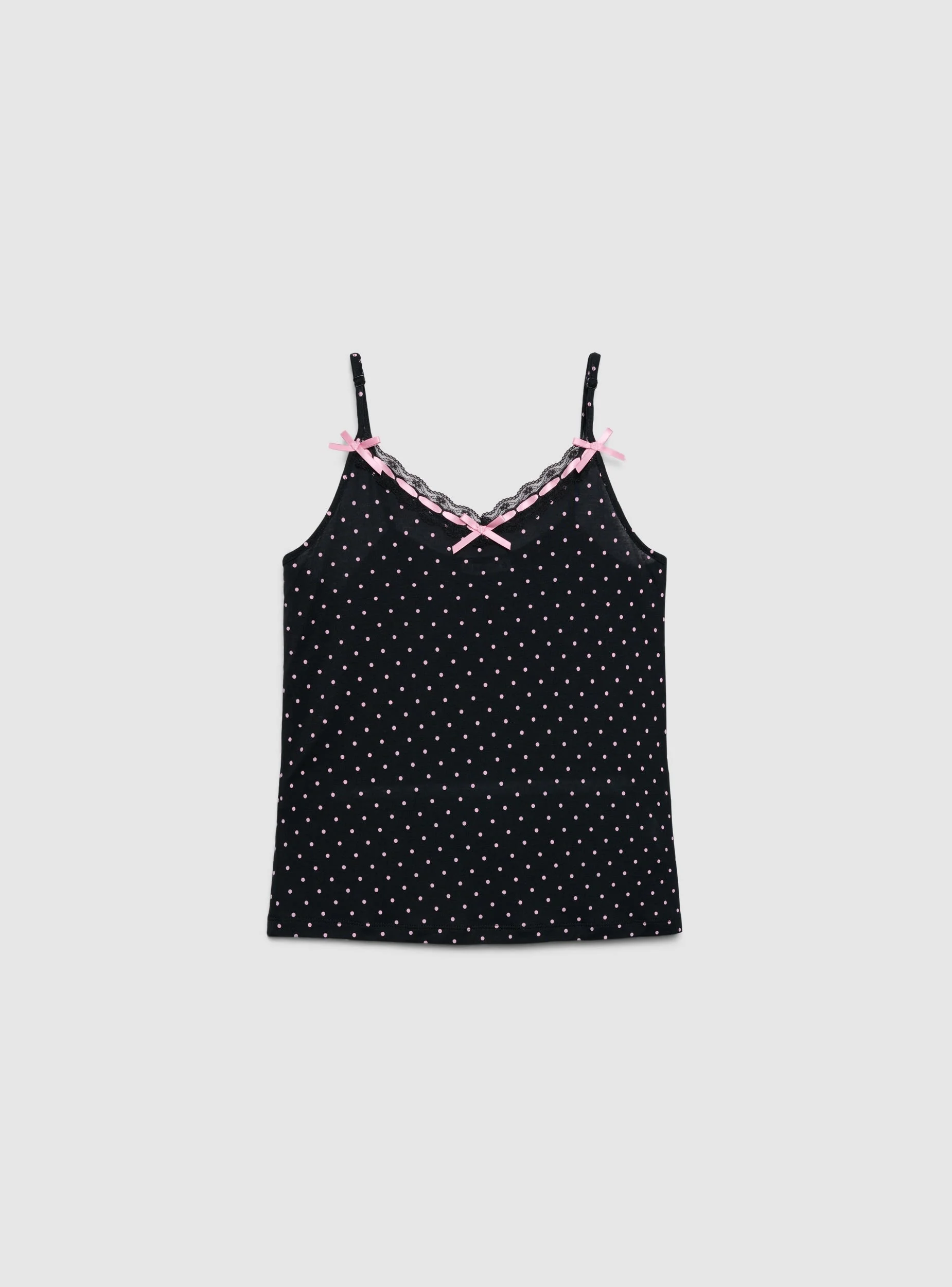 Set pigiama con top a spalline e shorts a pois - Image 2