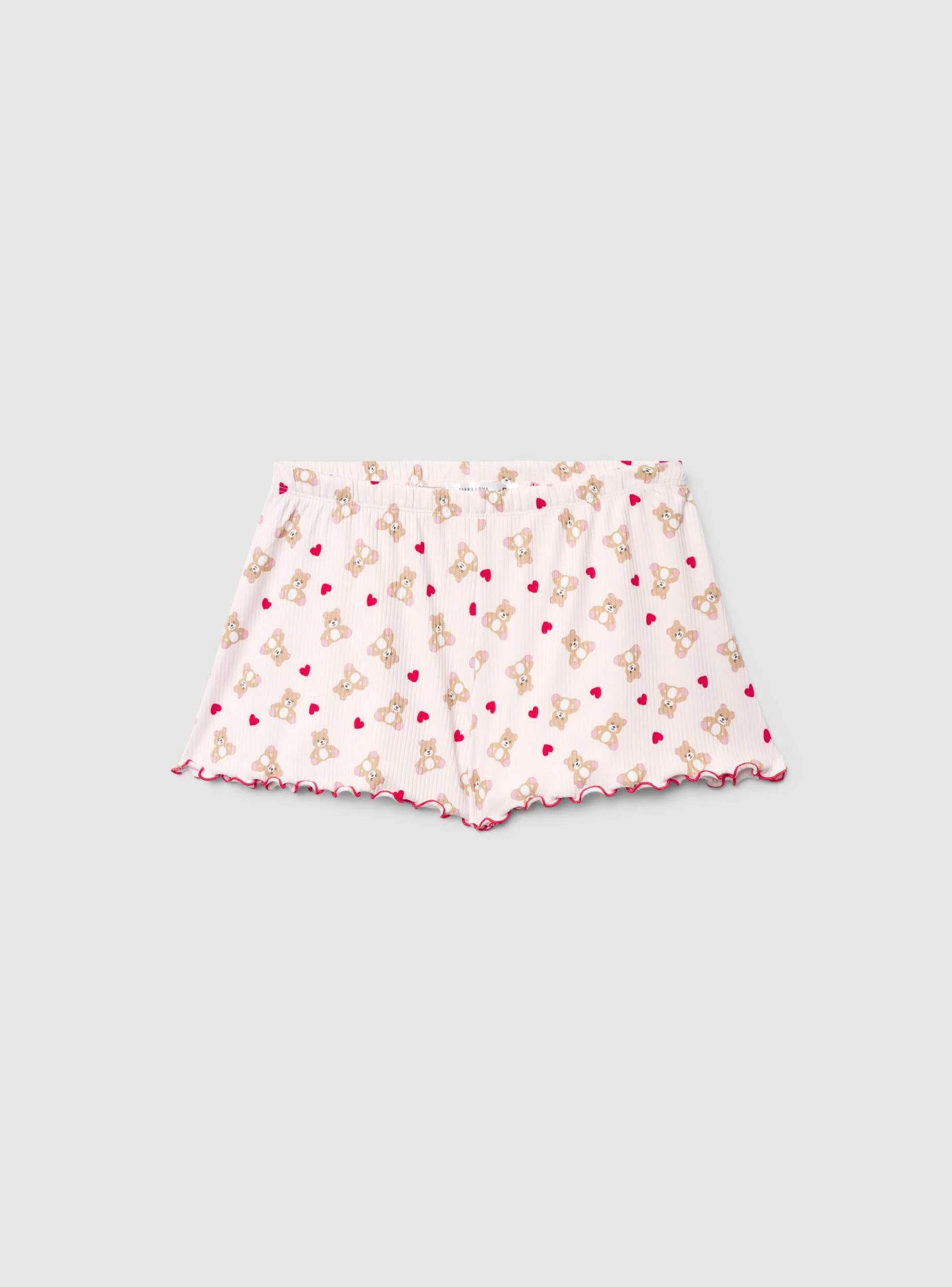 Set pigiama con top crop a bretelle e shorts con fantasia orsi - Image 7